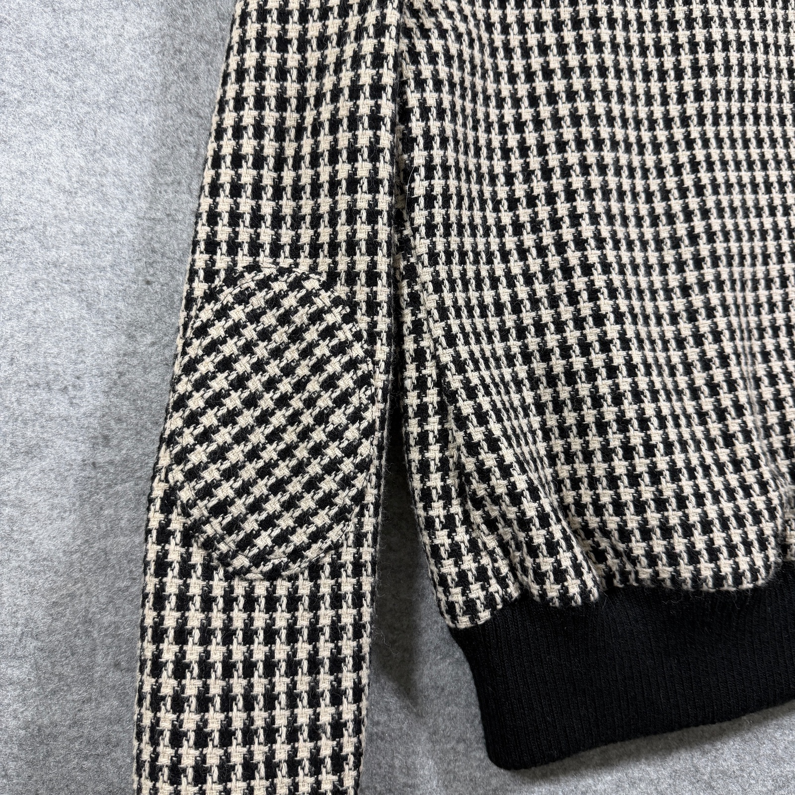 Y2K Billabong Lumber Jane Wool Blend Bomber Jacket Womens M Black Houndstooth thumbnail 4
