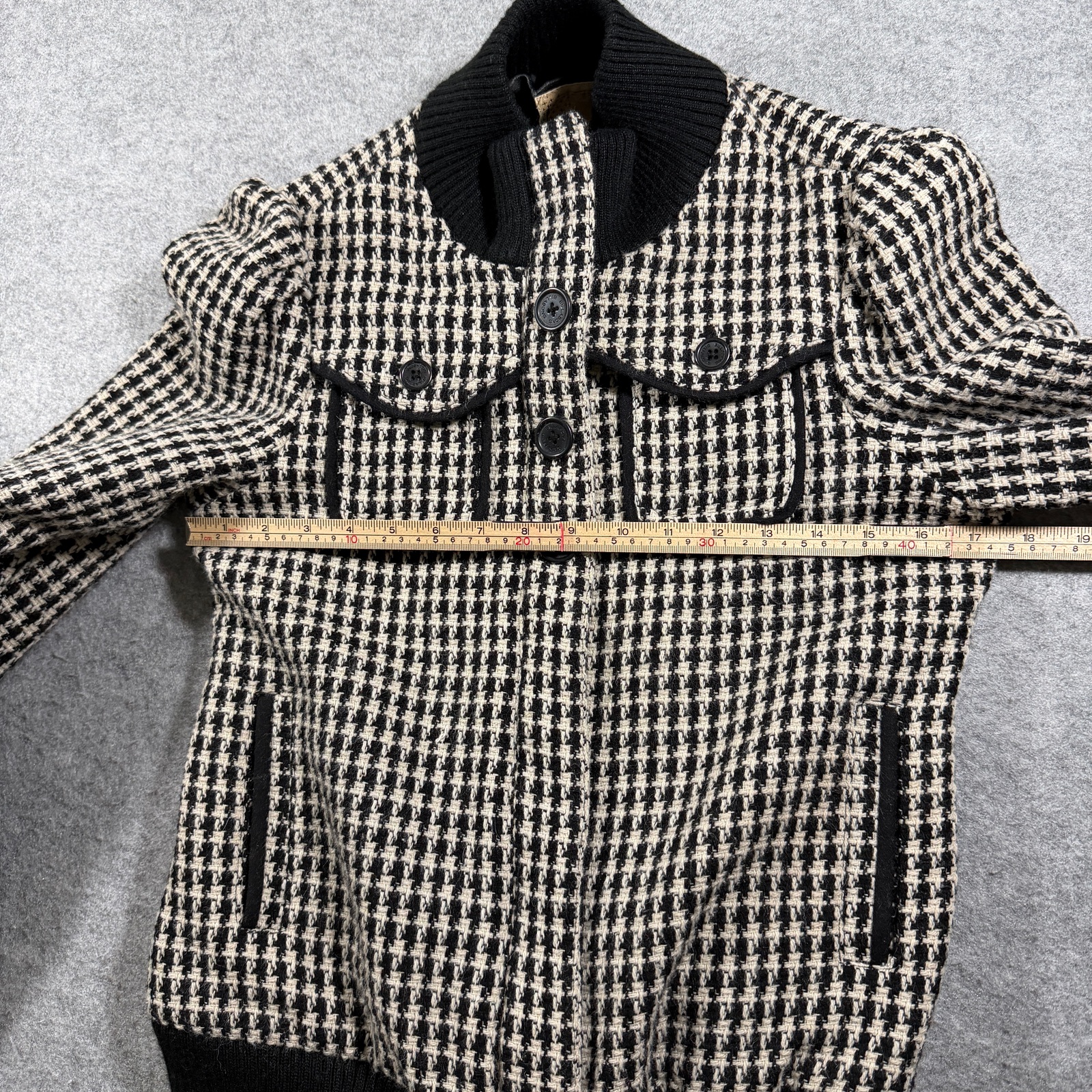Y2K Billabong Lumber Jane Wool Blend Bomber Jacket Womens M Black Houndstooth thumbnail 6