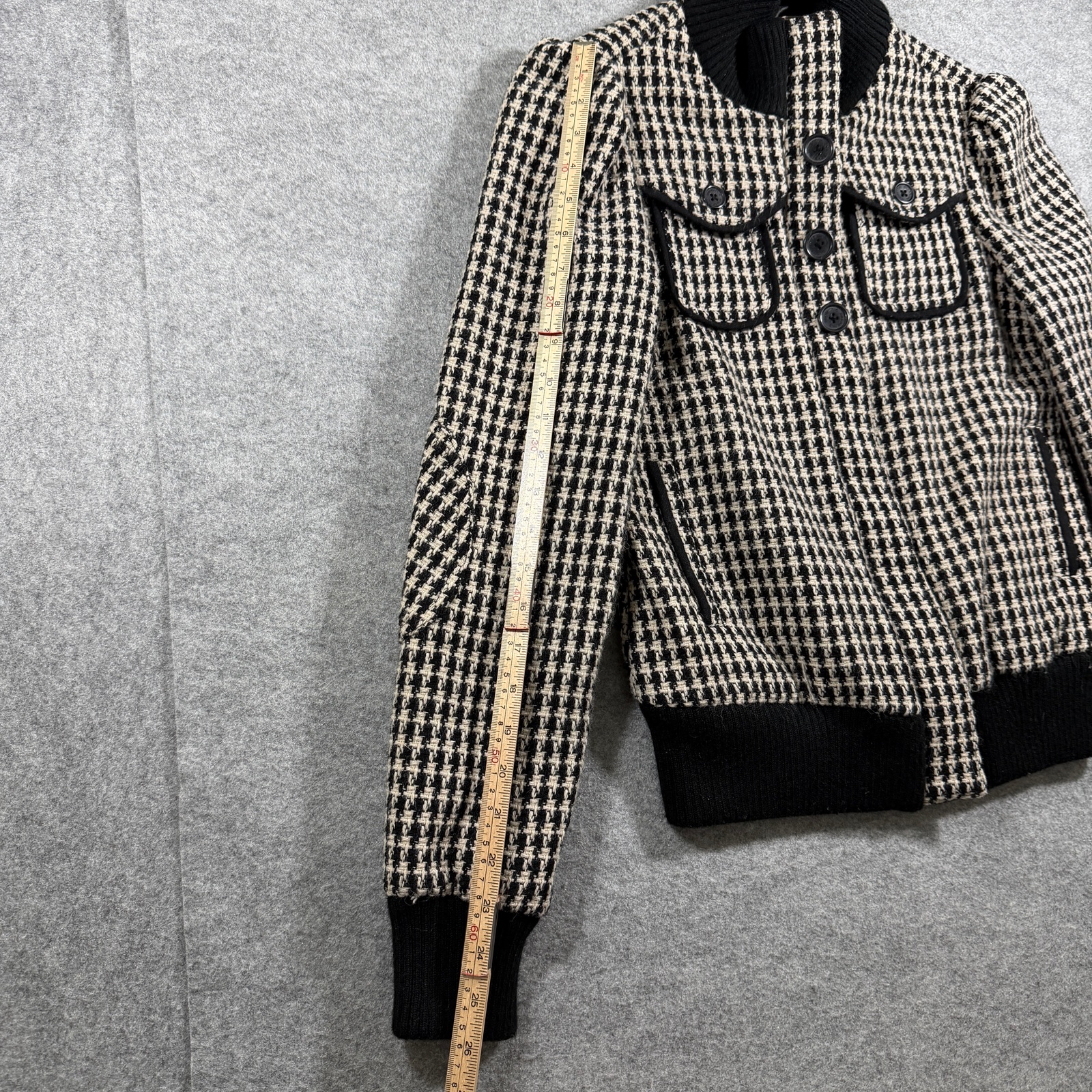 Y2K Billabong Lumber Jane Wool Blend Bomber Jacket Womens M Black Houndstooth thumbnail 8