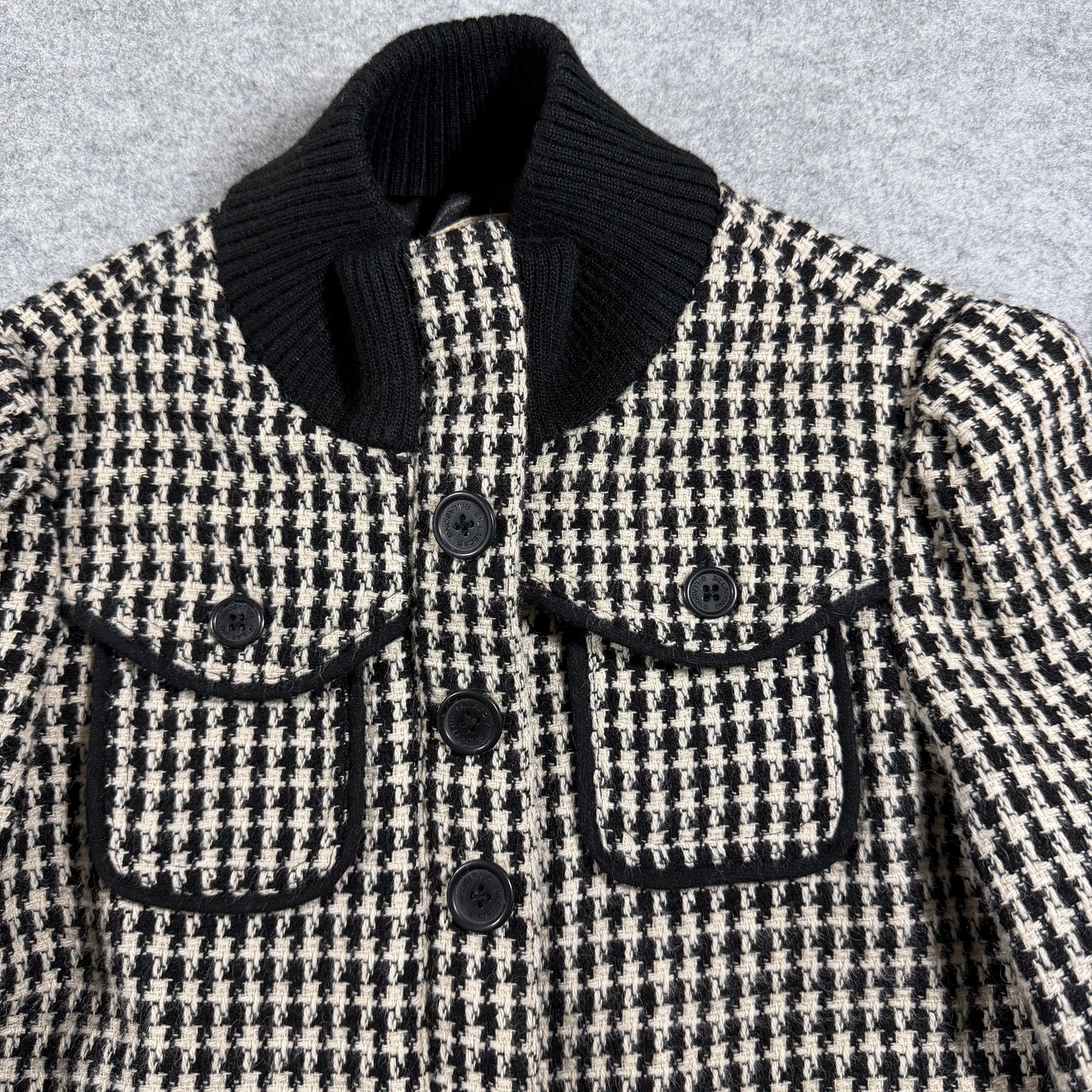 Y2K Billabong Lumber Jane Wool Blend Bomber Jacket Womens M Black Houndstooth thumbnail 9
