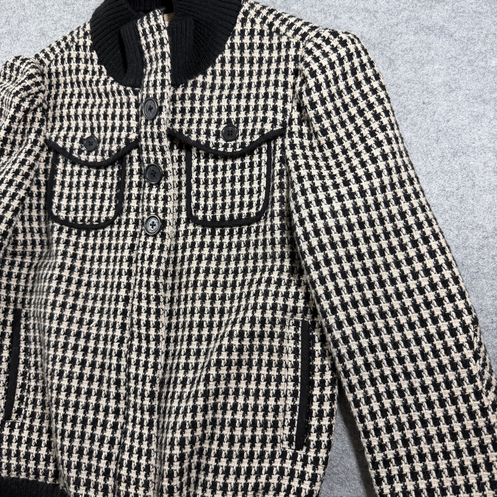 Y2K Billabong Lumber Jane Wool Blend Bomber Jacket Womens M Black Houndstooth thumbnail 10