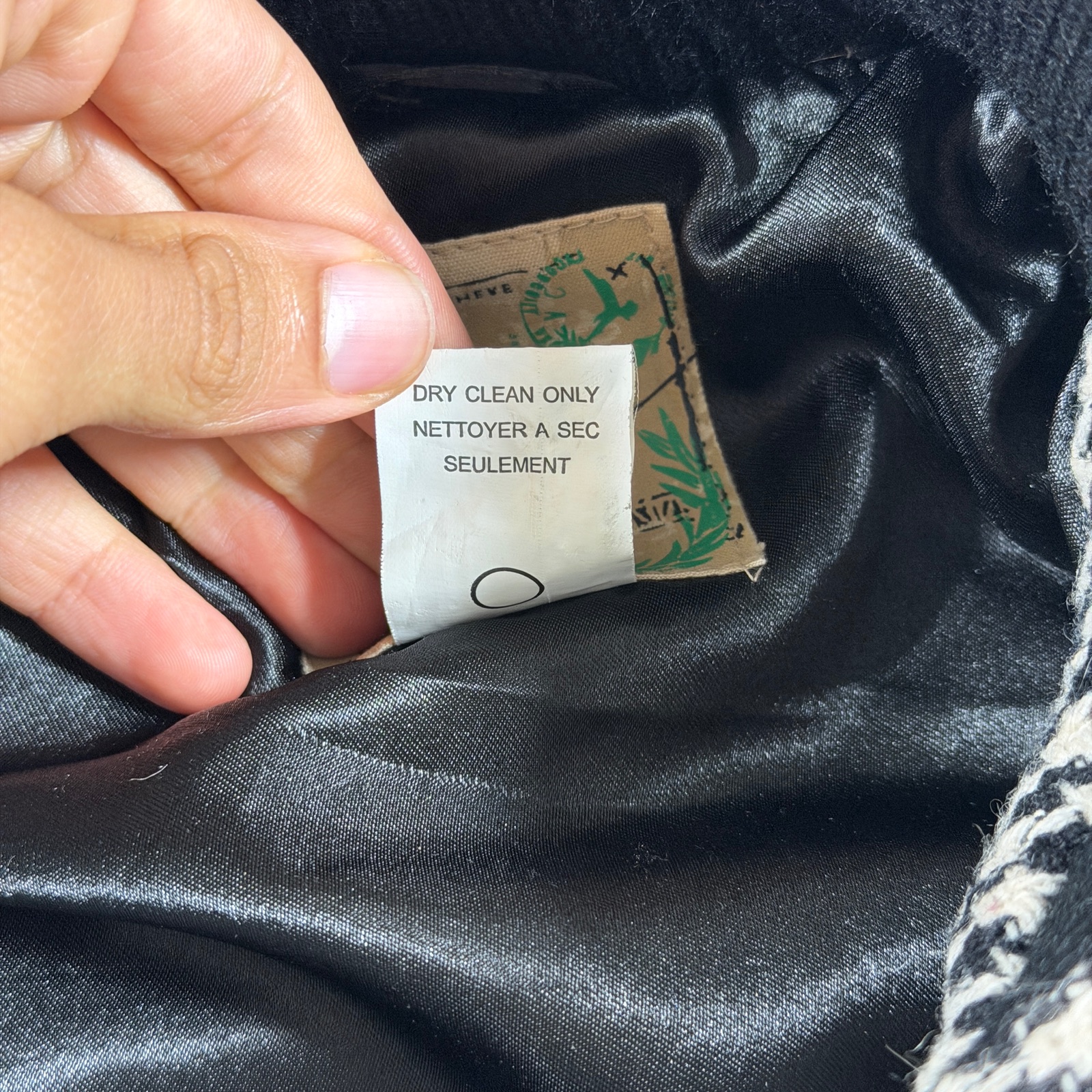 Y2K Billabong Lumber Jane Wool Blend Bomber Jacket Womens M Black Houndstooth thumbnail 11