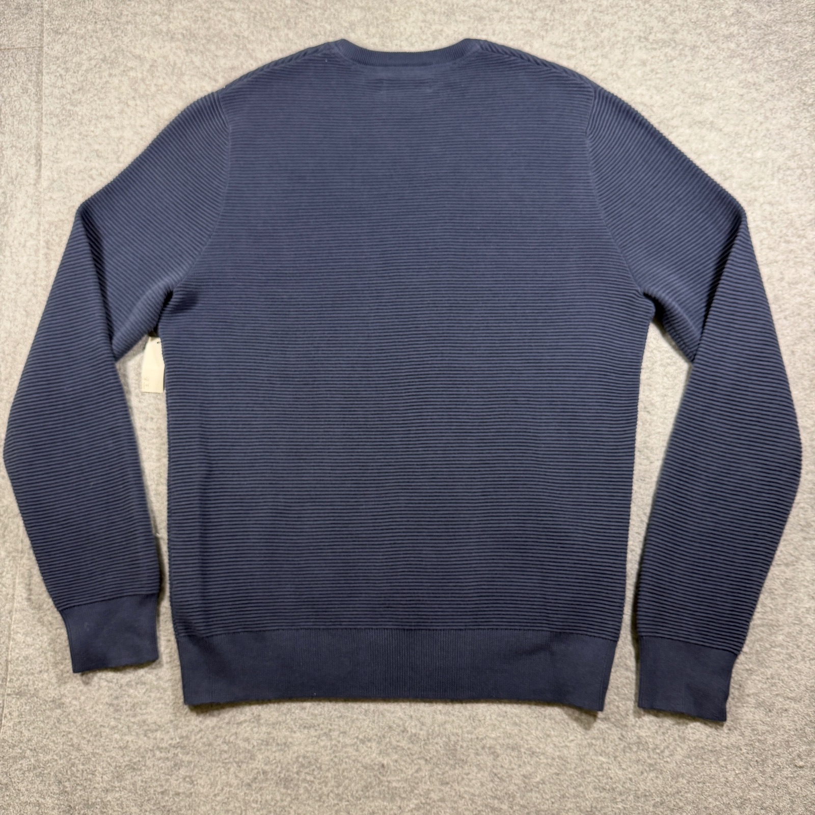Goodthreads Sweater Mens M Navy Crew Neck Textured Knit 100% Cotton NWT thumbnail 2