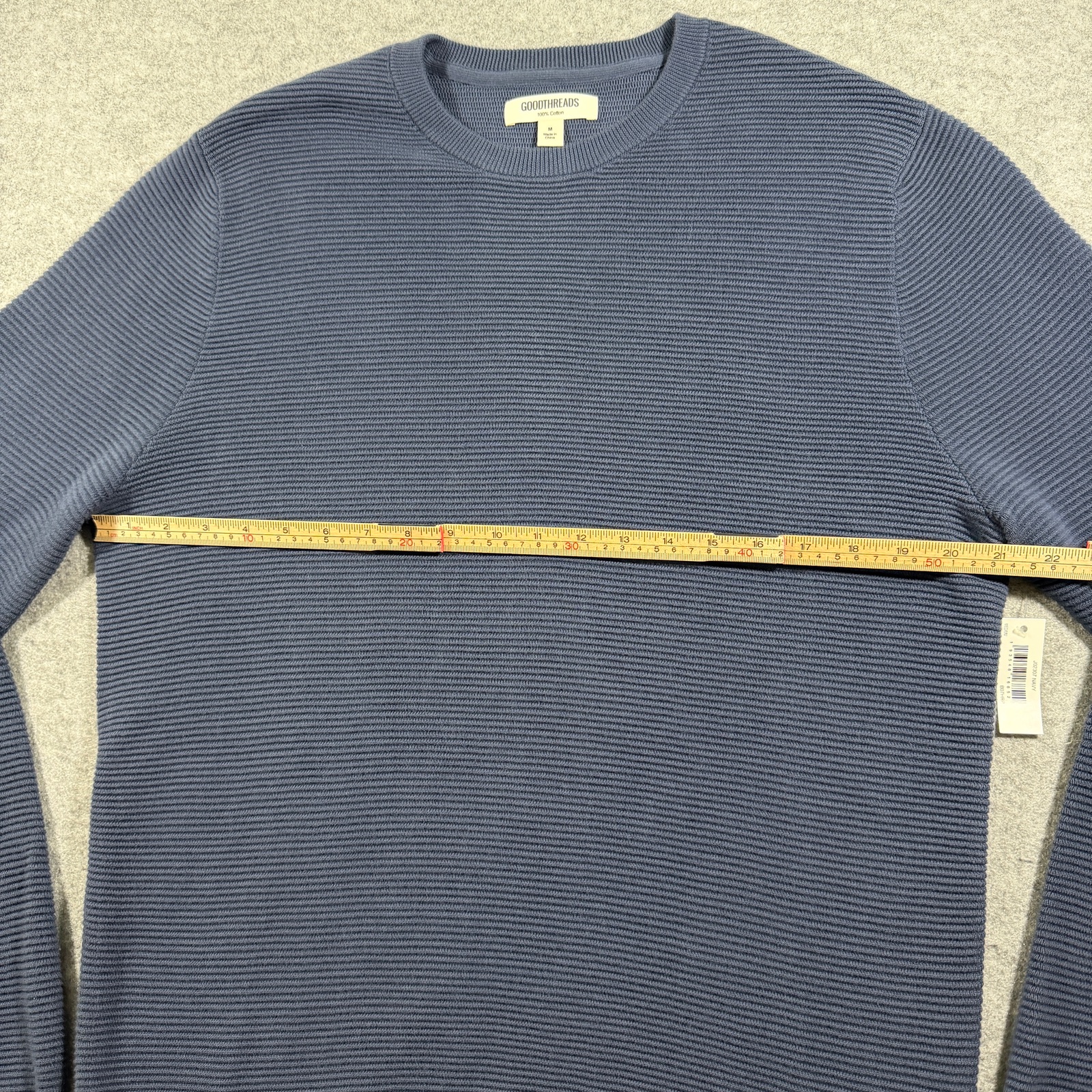 Goodthreads Sweater Mens M Navy Crew Neck Textured Knit 100% Cotton NWT thumbnail 7