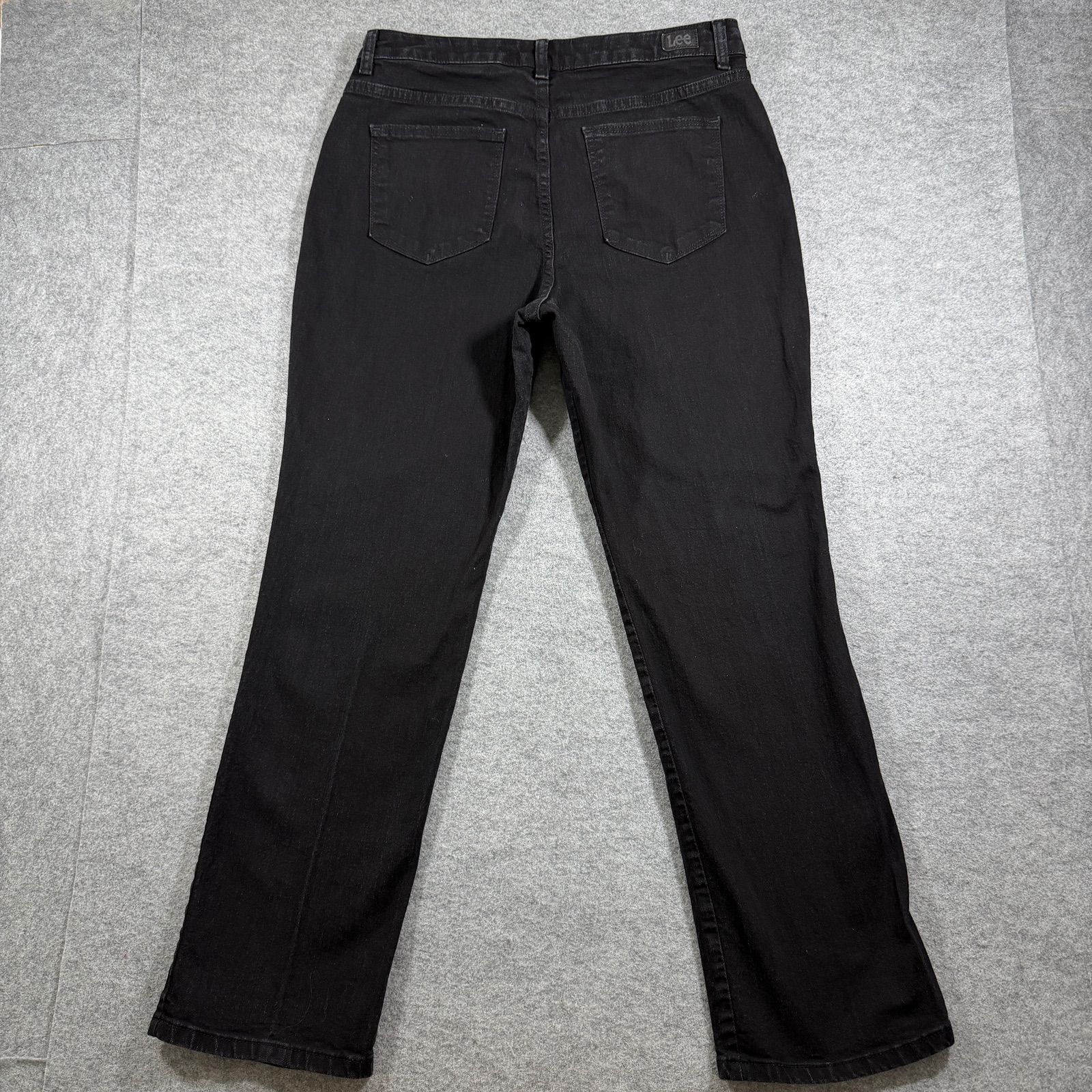 Lee Womens Jeans 12 Short Black High Rise Straight Leg Relaxed Fit Slimming Pant thumbnail 2