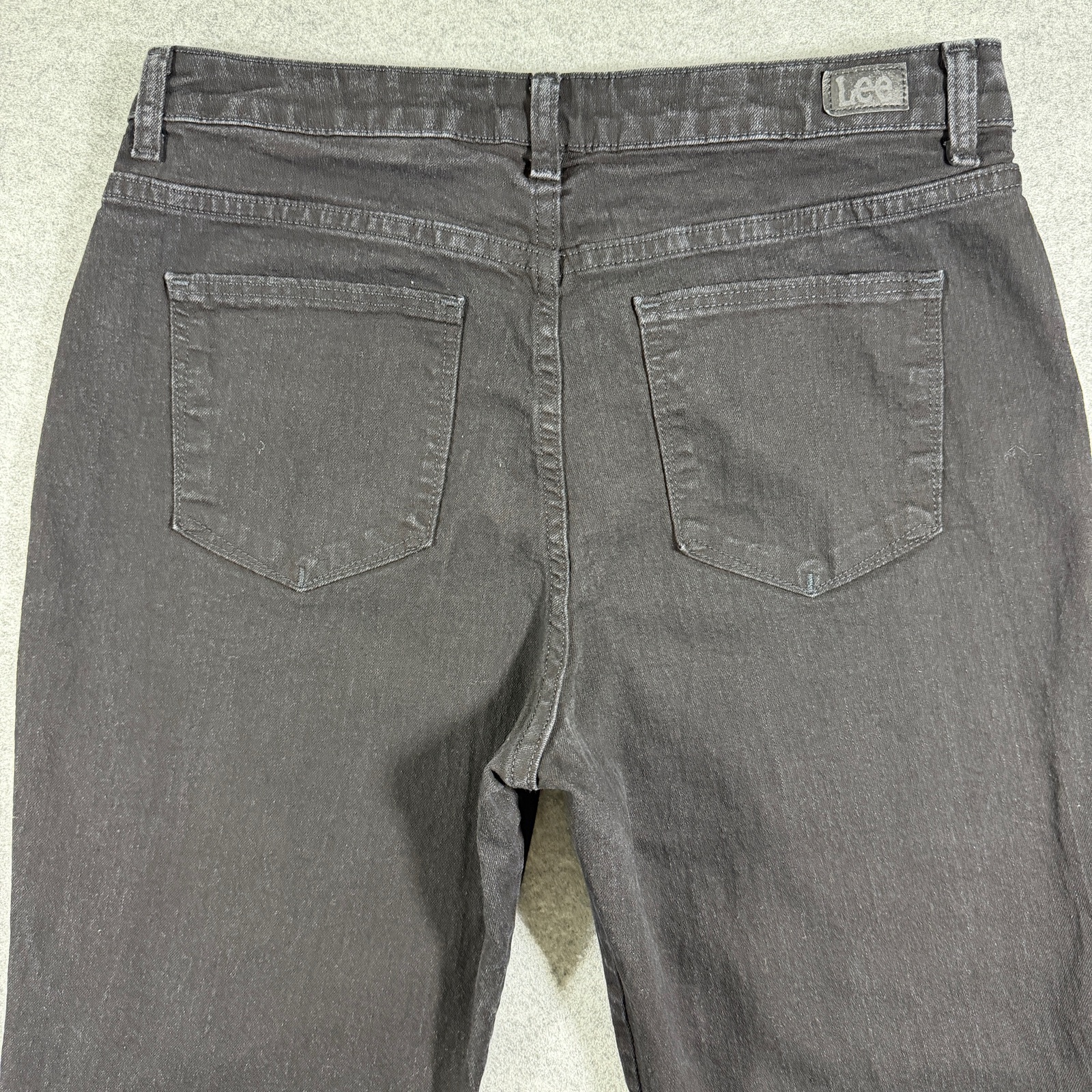 Lee Womens Jeans 12 Short Black High Rise Straight Leg Relaxed Fit Slimming Pant thumbnail 4