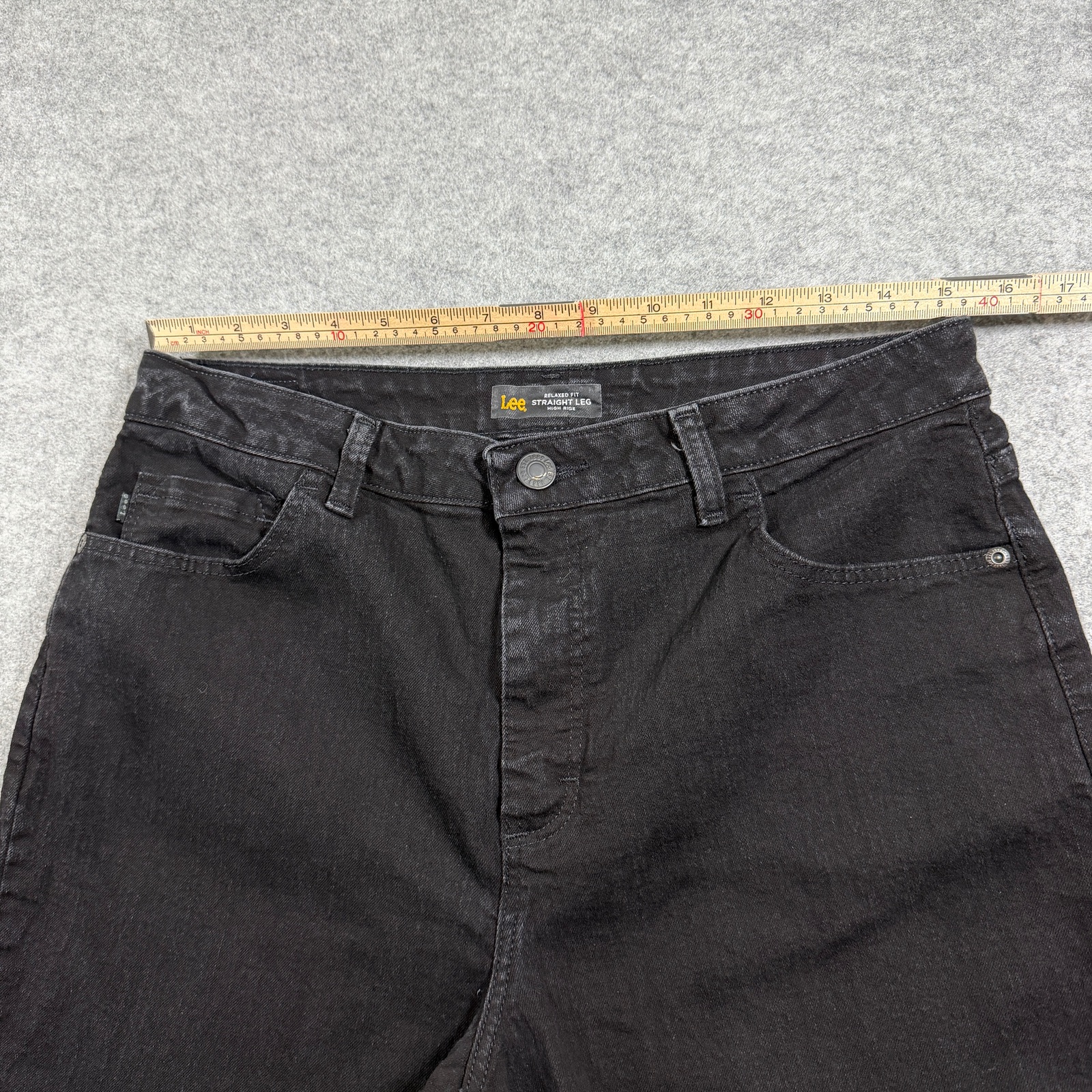 Lee Womens Jeans 12 Short Black High Rise Straight Leg Relaxed Fit Slimming Pant thumbnail 5