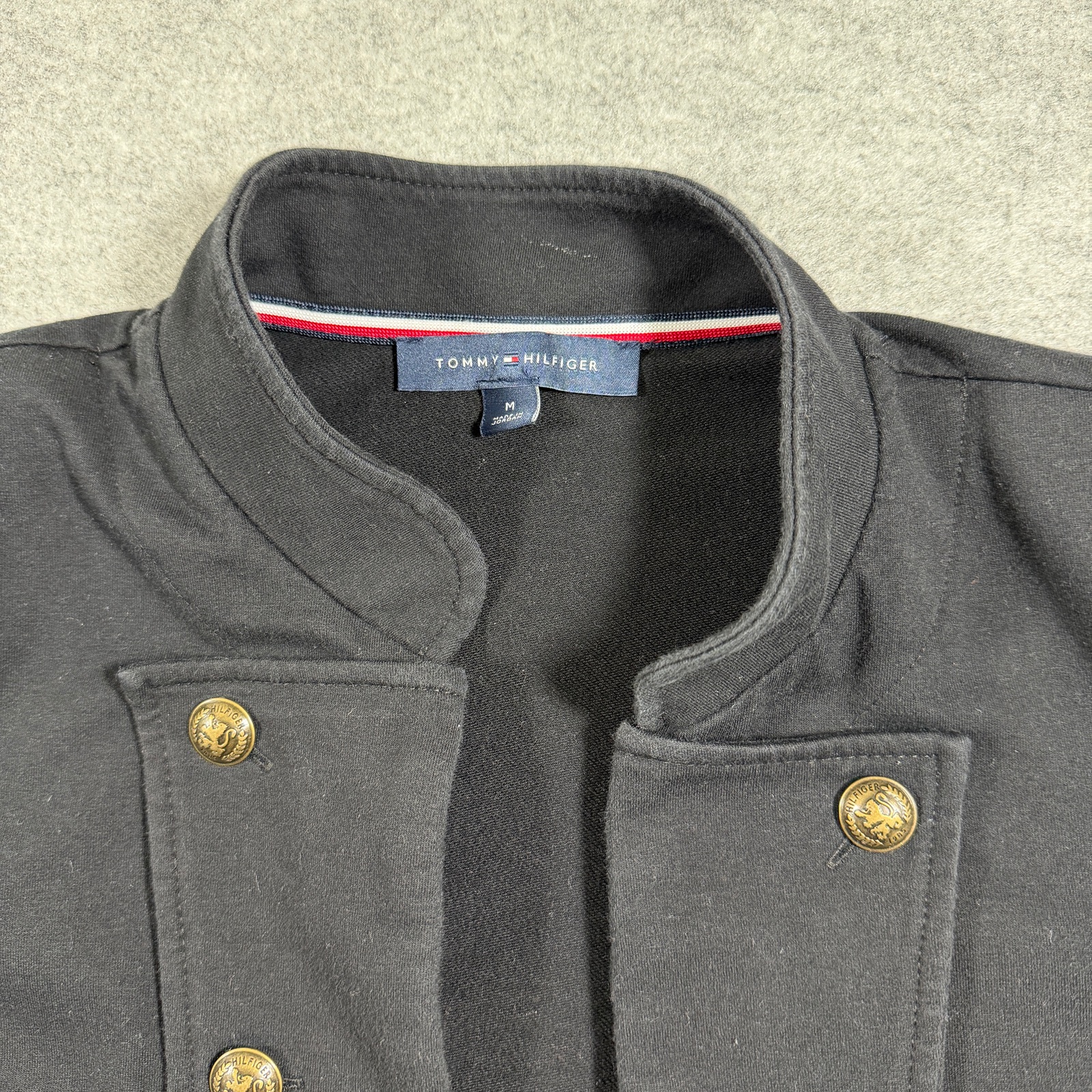 Tommy Hilfiger Military Jacket Womens M Black Gold Button Double Breasted Blazer thumbnail 3