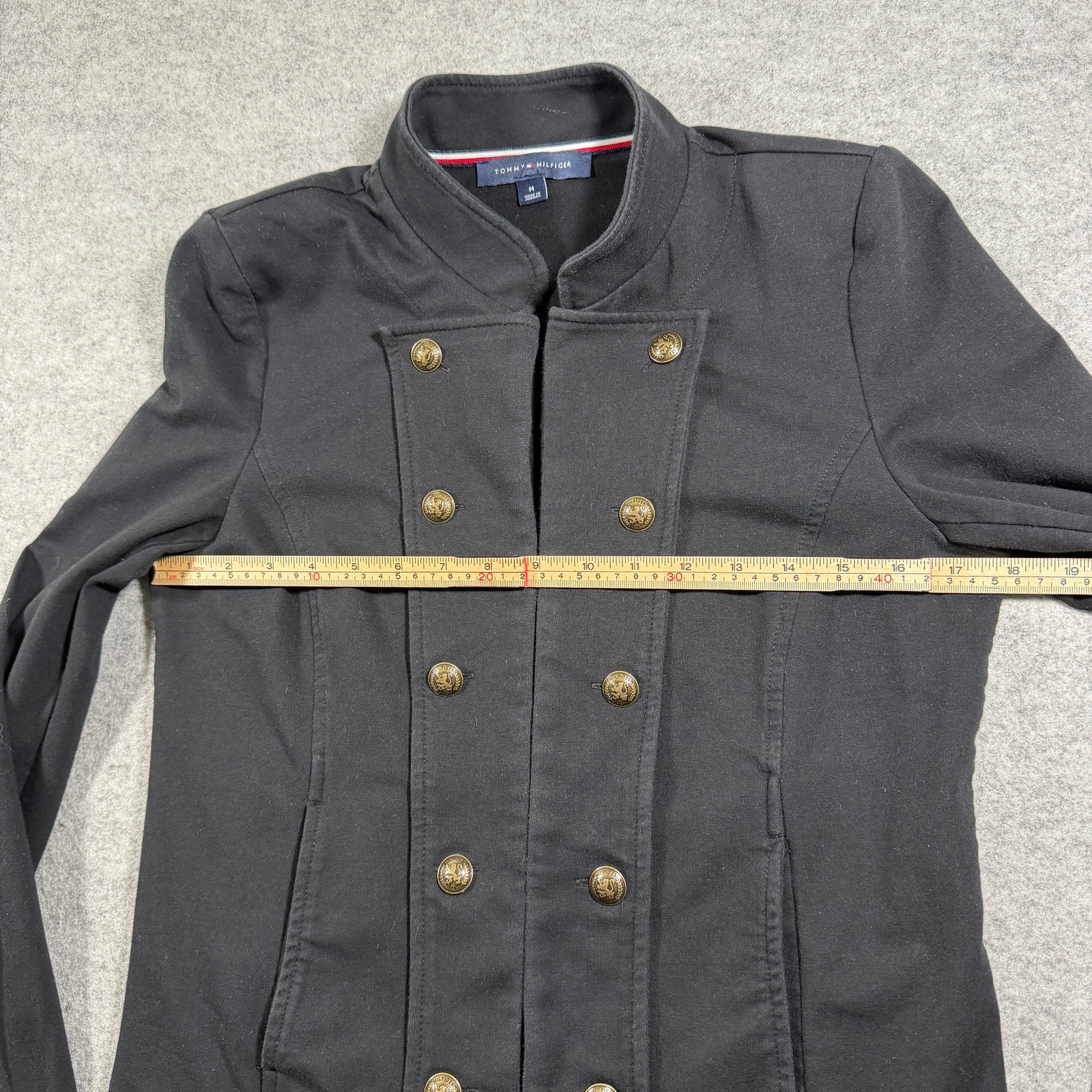 Tommy Hilfiger Military Jacket Womens M Black Gold Button Double Breasted Blazer thumbnail 6