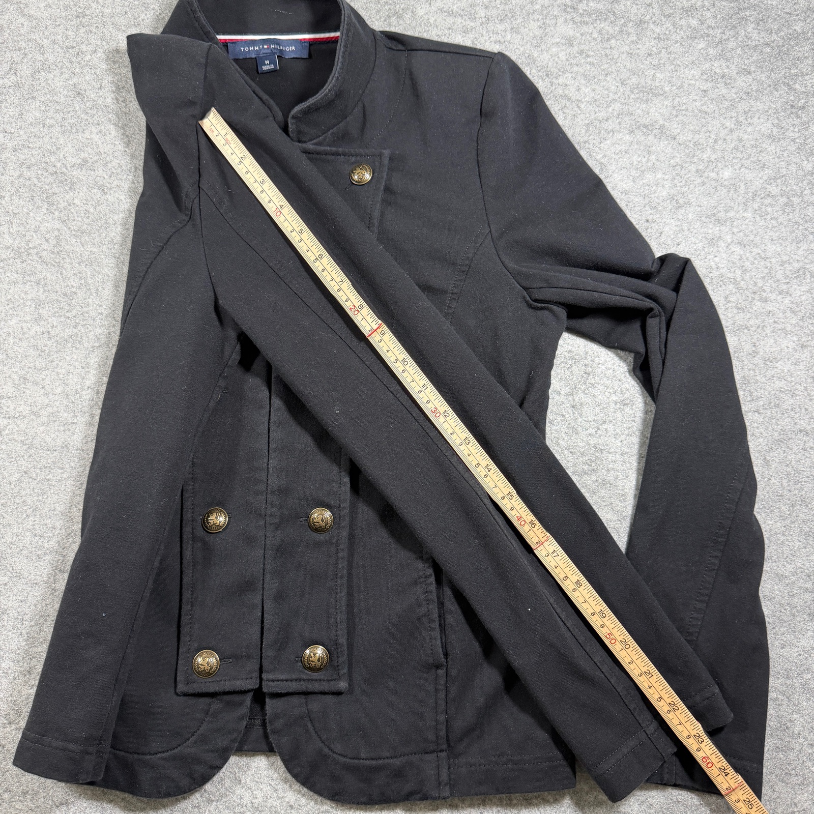 Tommy Hilfiger Military Jacket Womens M Black Gold Button Double Breasted Blazer thumbnail 7