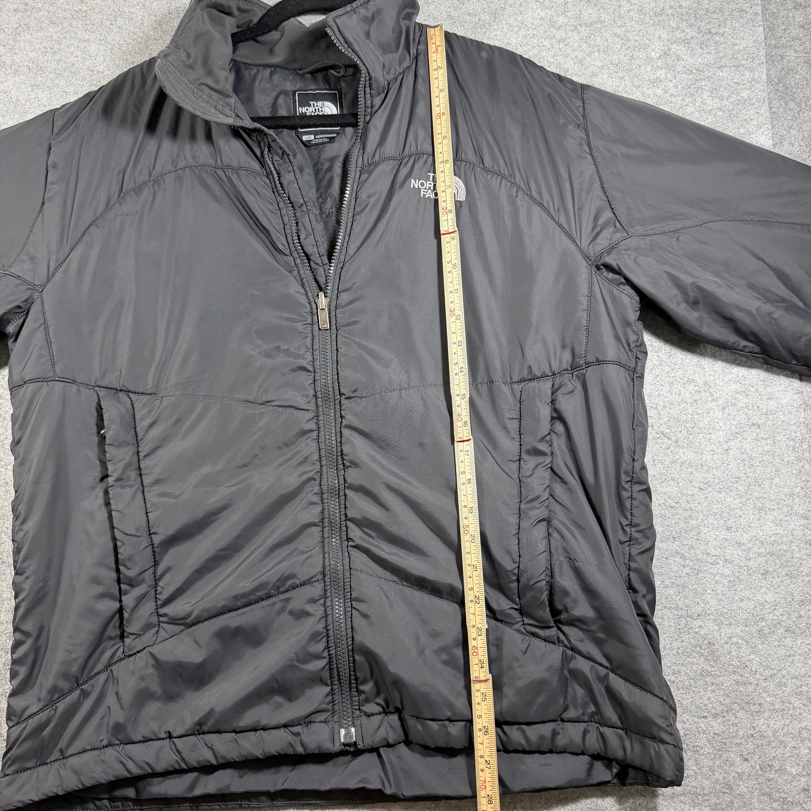 The North Face Puffer Jacket Mens L Dark Gray Full Zip Insulated Outdoor FLAWS thumbnail 7