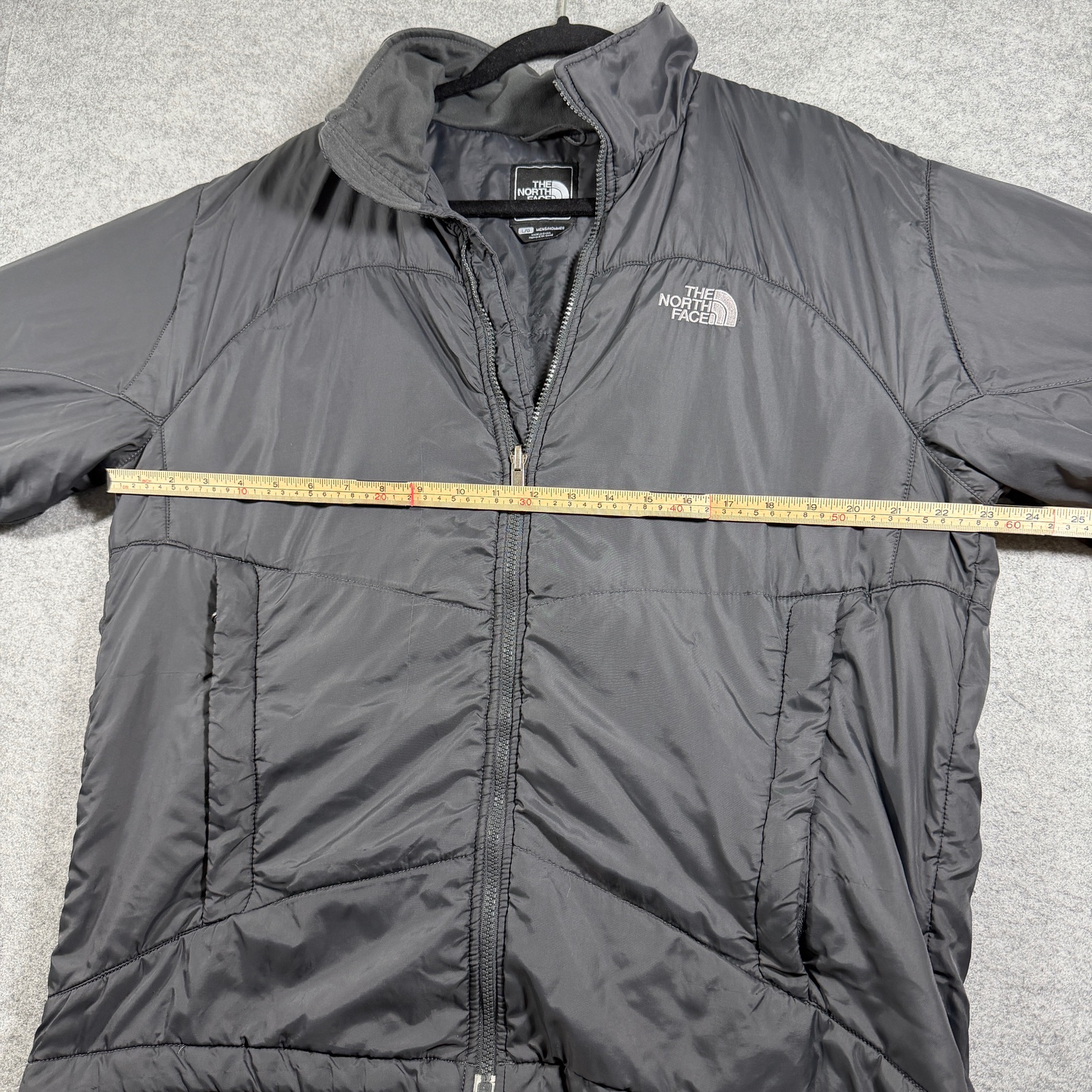 The North Face Puffer Jacket Mens L Dark Gray Full Zip Insulated Outdoor FLAWS thumbnail 8