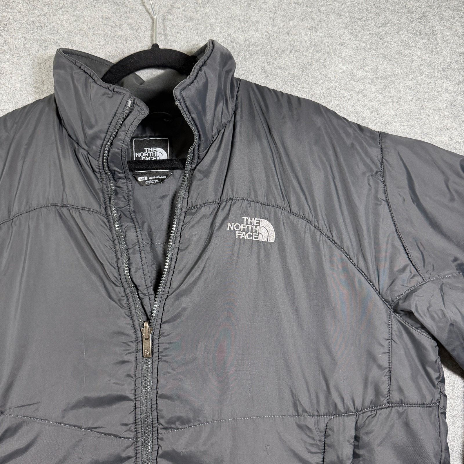 The North Face Puffer Jacket Mens L Dark Gray Full Zip Insulated Outdoor FLAWS thumbnail 10