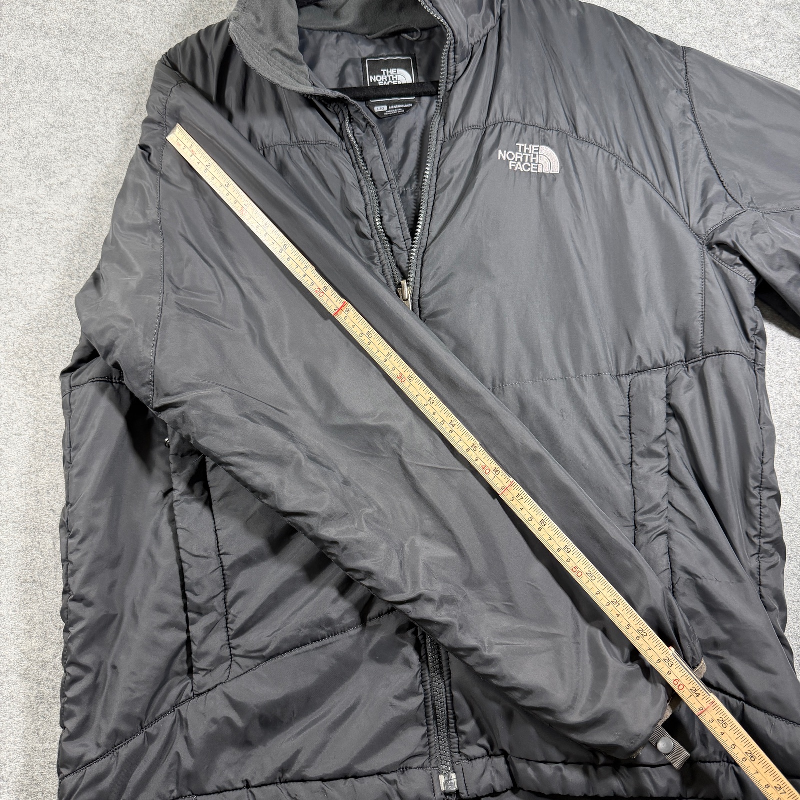 The North Face Puffer Jacket Mens L Dark Gray Full Zip Insulated Outdoor FLAWS thumbnail 11