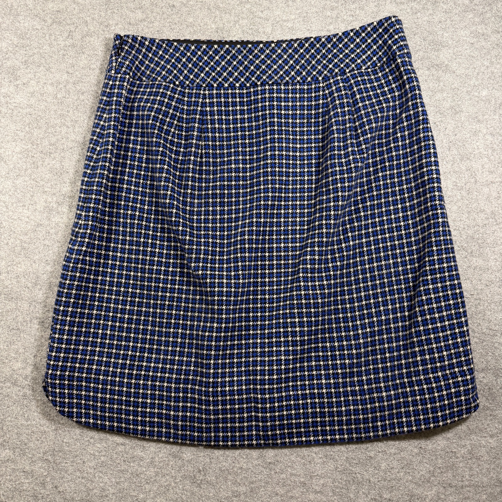 Talbots Wool Skirt Womens 10 Navy White Plaid Houndstooth A-Line Above Knee thumbnail 2