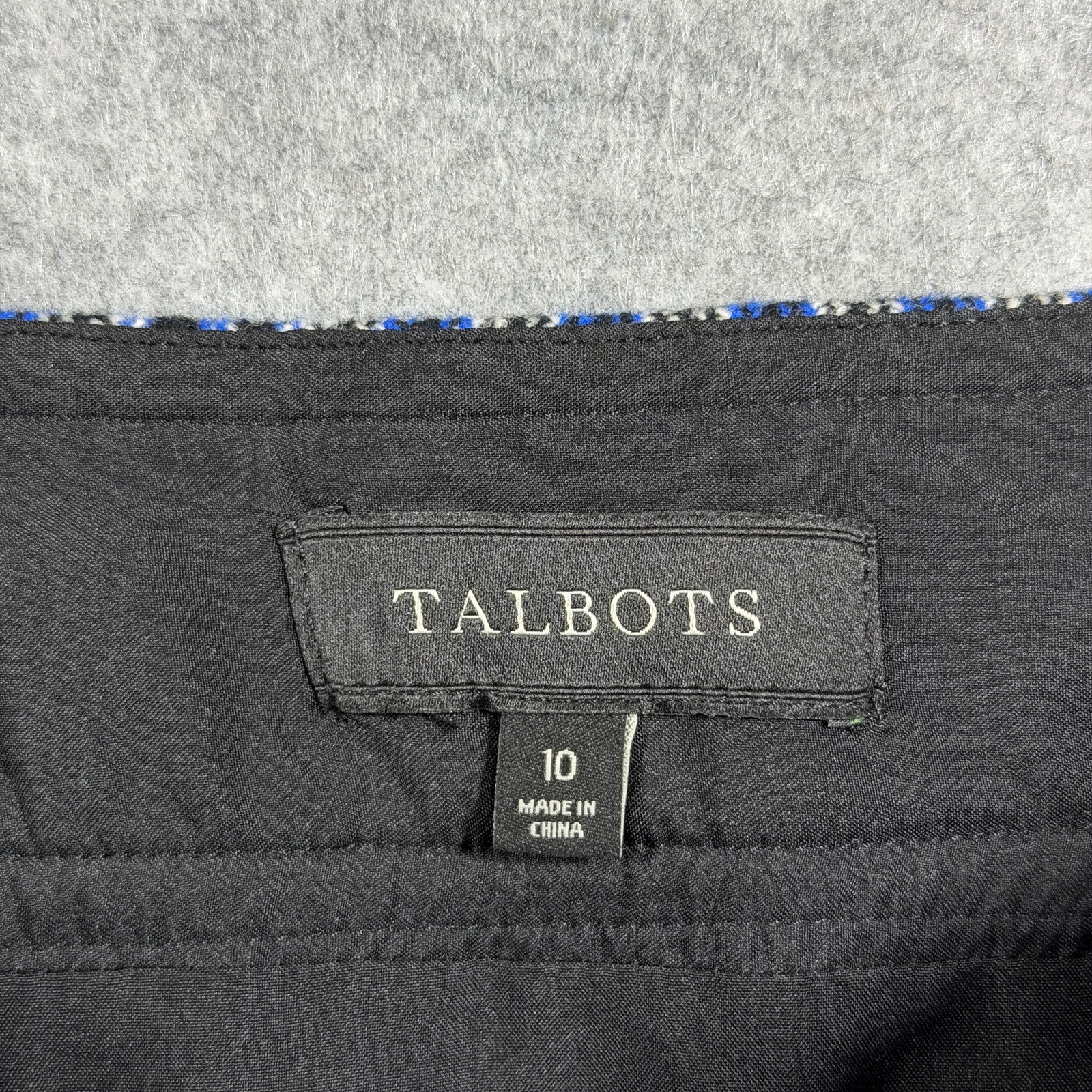 Talbots Wool Skirt Womens 10 Navy White Plaid Houndstooth A-Line Above Knee thumbnail 3