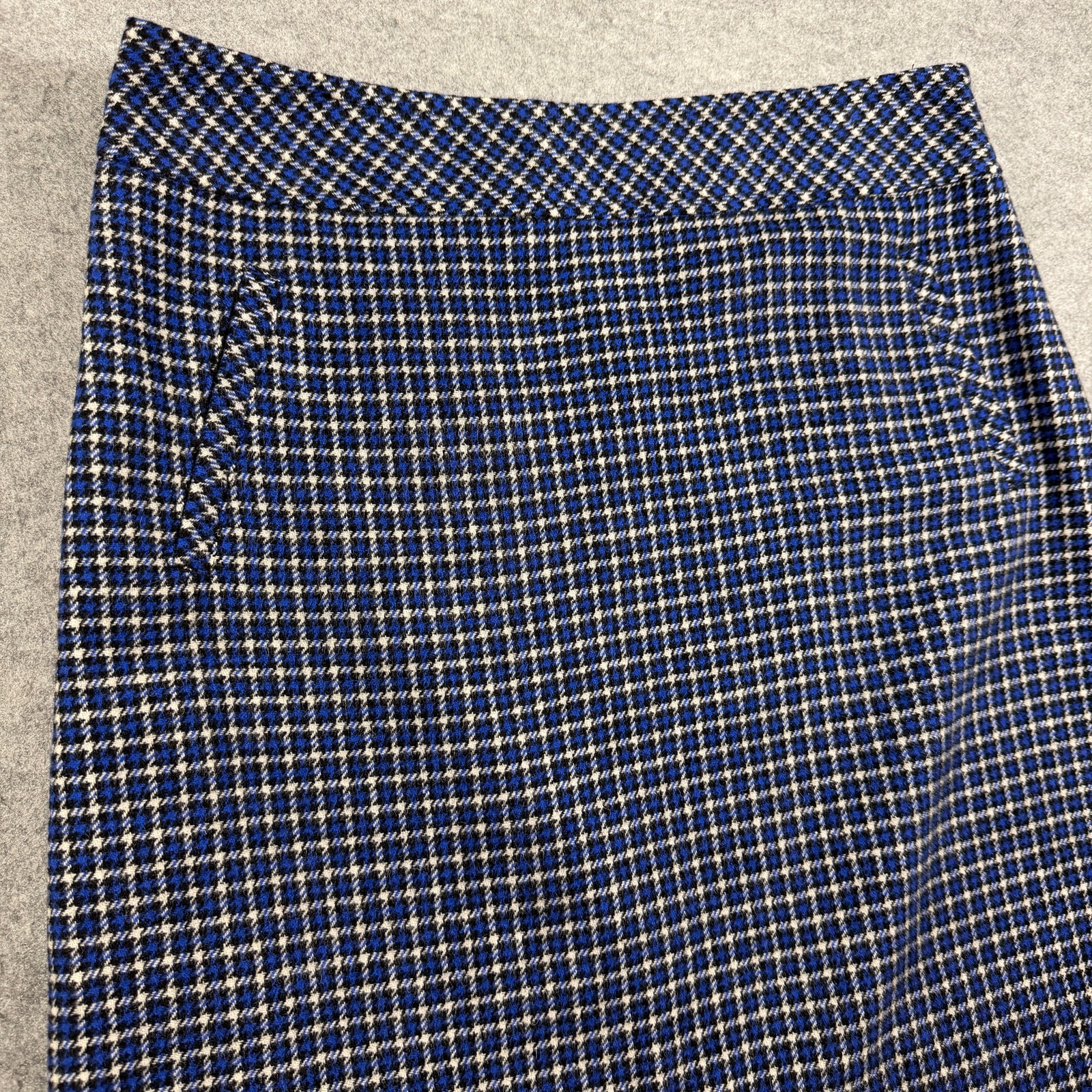Talbots Wool Skirt Womens 10 Navy White Plaid Houndstooth A-Line Above Knee thumbnail 4