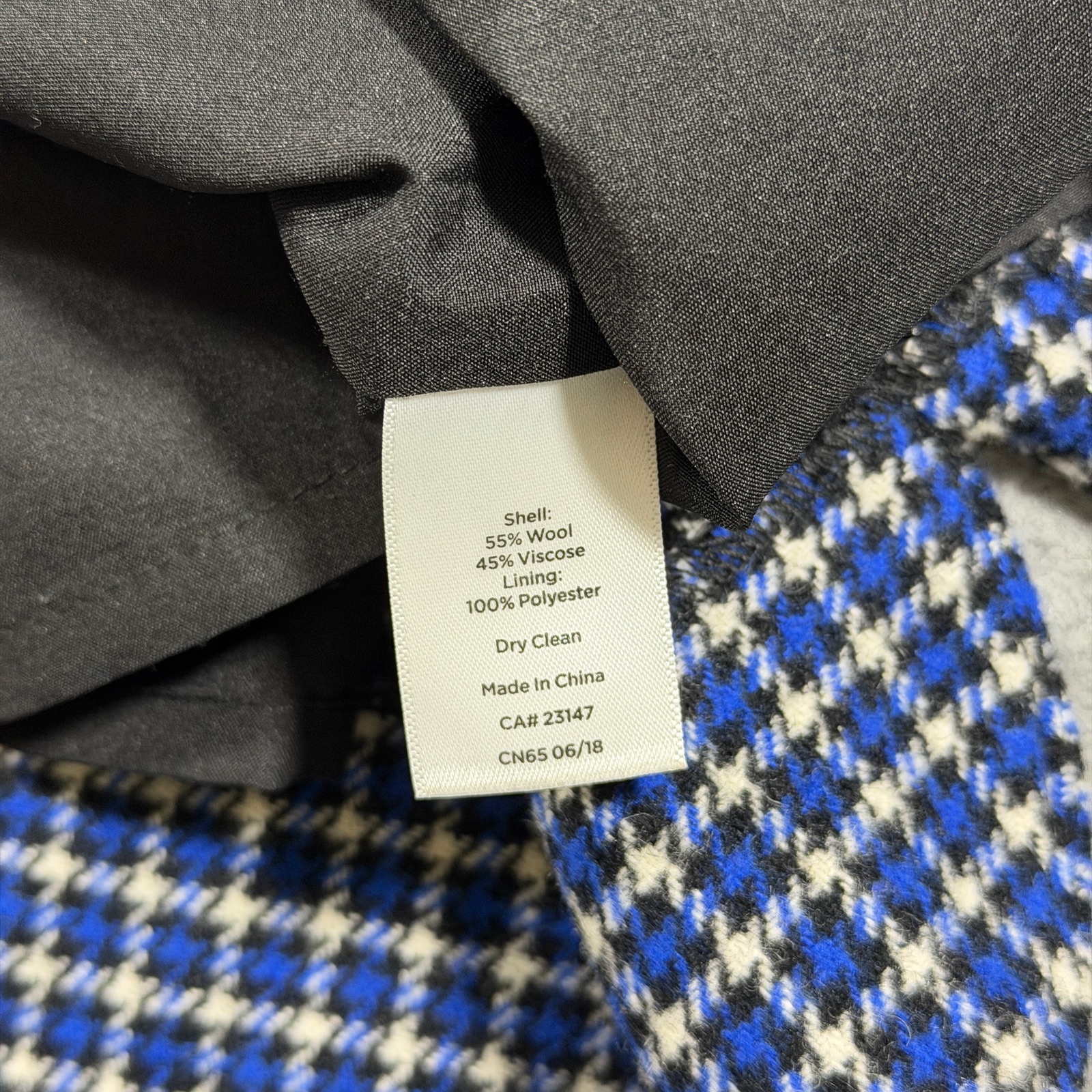 Talbots Wool Skirt Womens 10 Navy White Plaid Houndstooth A-Line Above Knee thumbnail 5