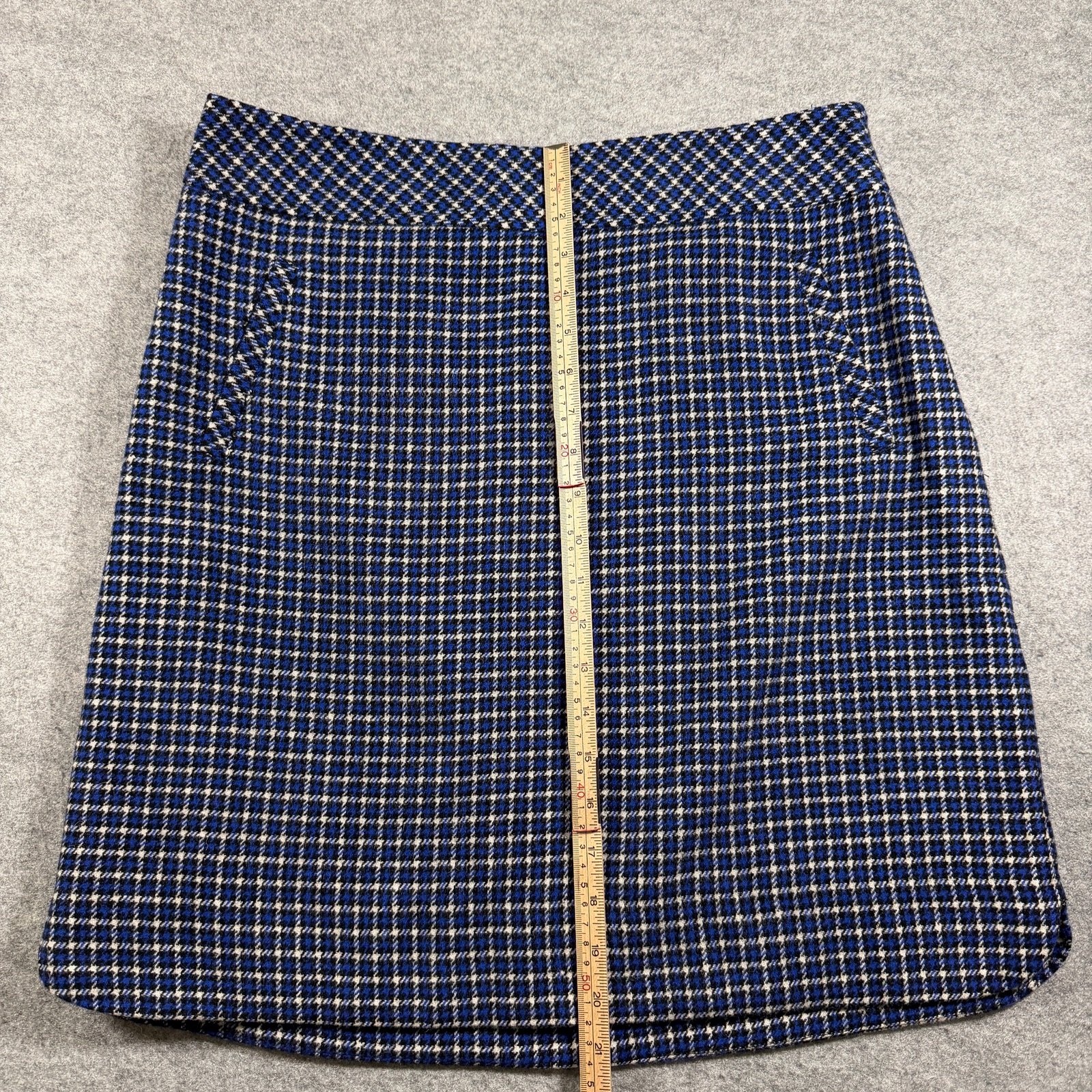 Talbots Wool Skirt Womens 10 Navy White Plaid Houndstooth A-Line Above Knee thumbnail 6