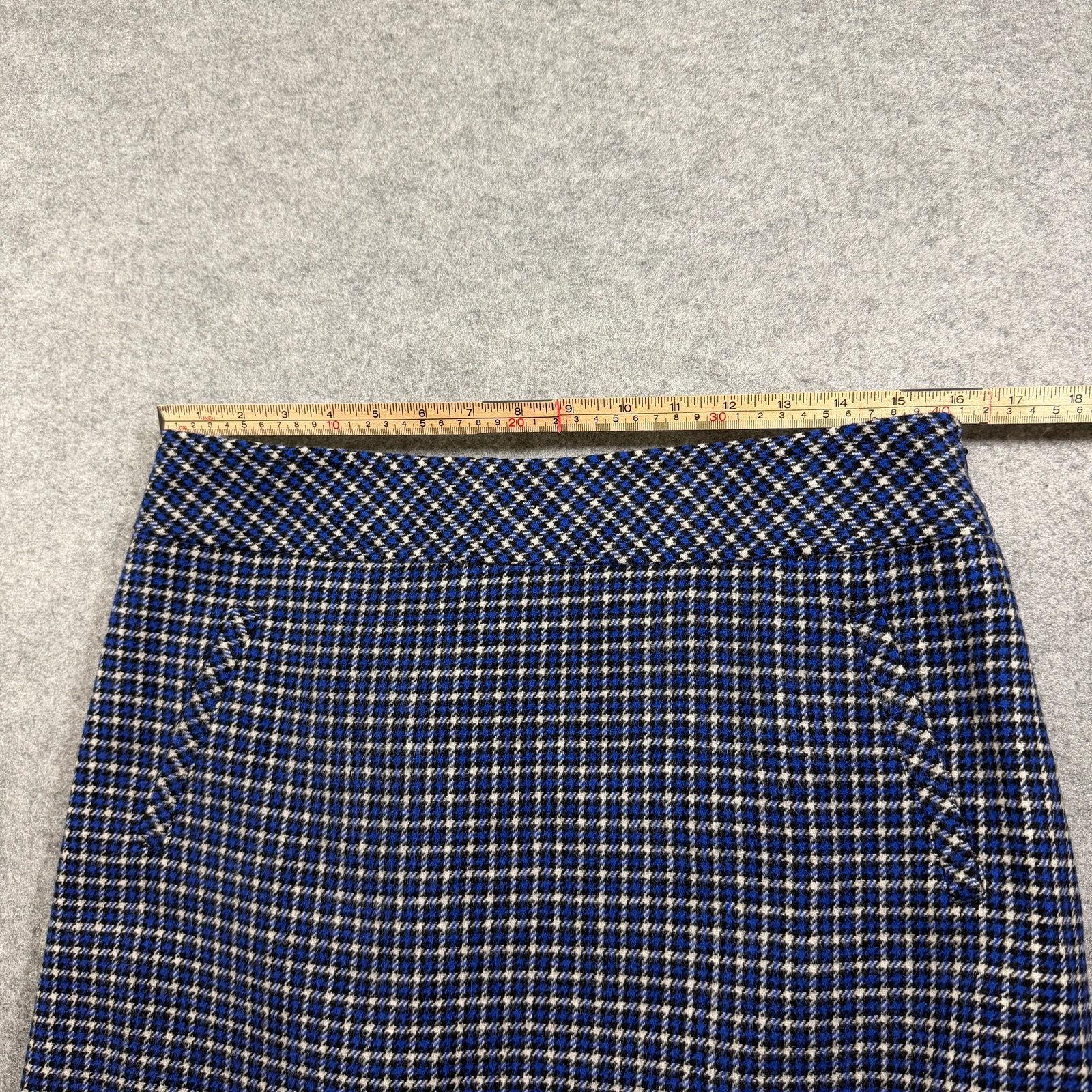 Talbots Wool Skirt Womens 10 Navy White Plaid Houndstooth A-Line Above Knee thumbnail 7