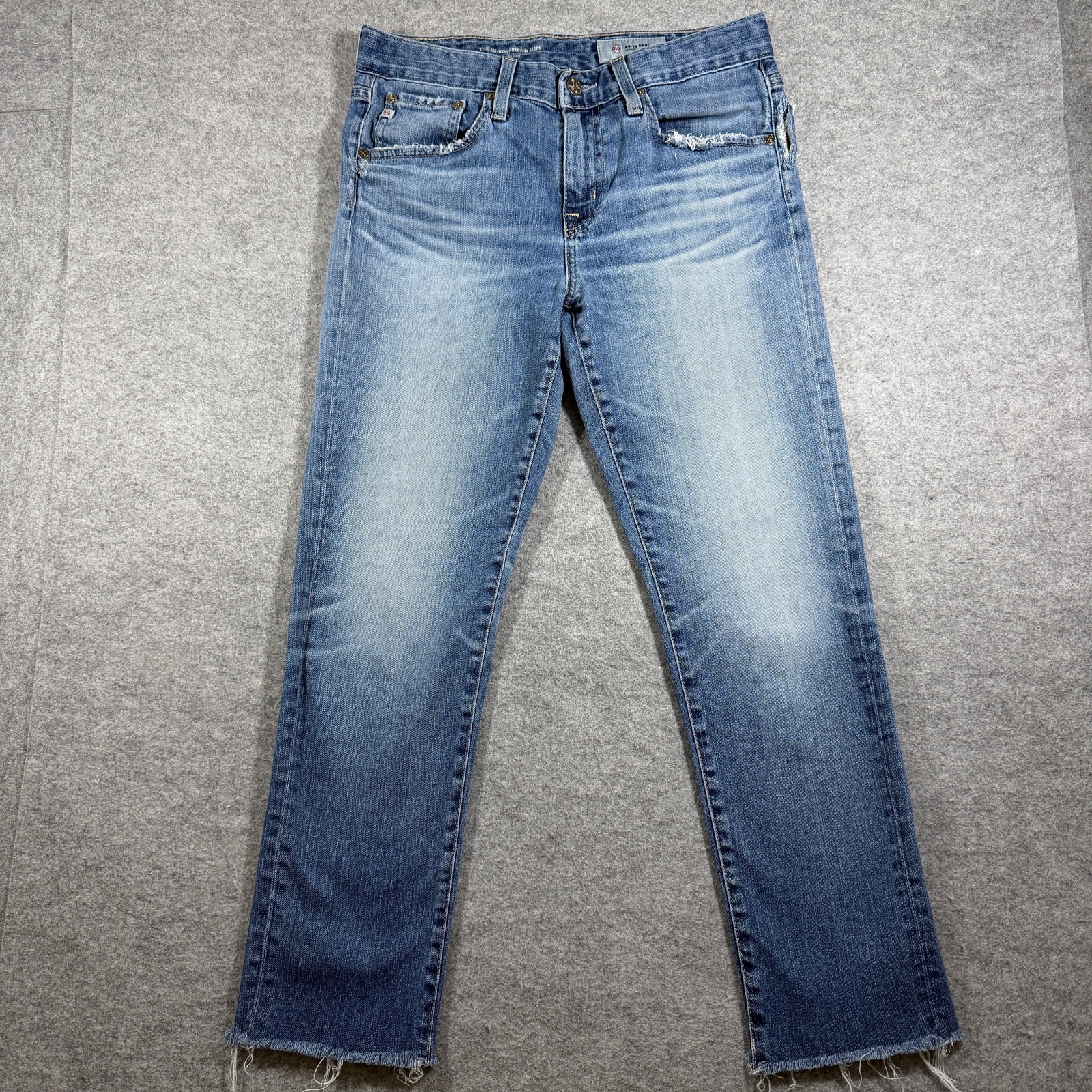AG Adriano Goldschmied Ex-Boyfriend Slim Jeans Womens 26R Blue Distressed Denim