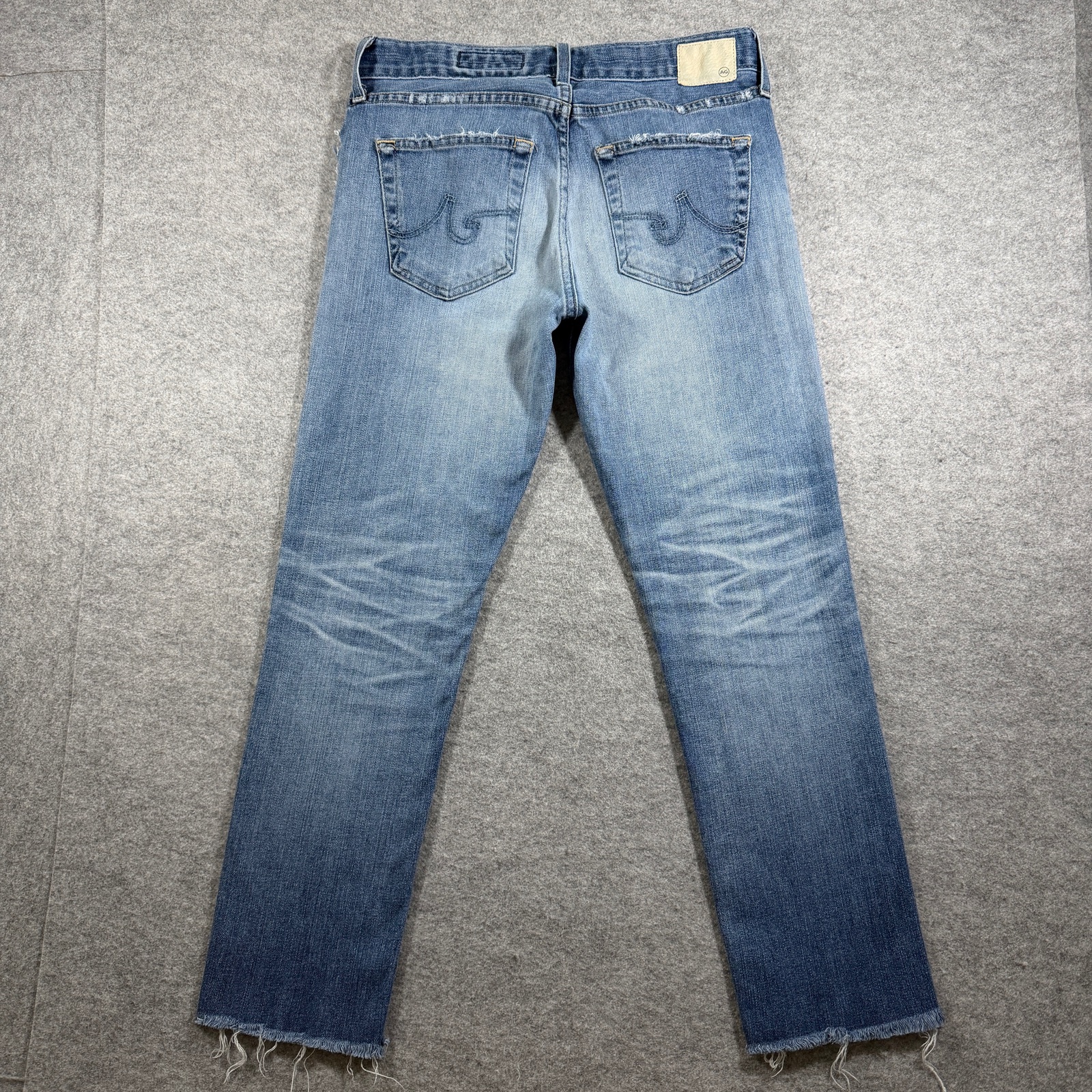 AG Adriano Goldschmied Ex-Boyfriend Slim Jeans Womens 26R Blue Distressed Denim thumbnail 2