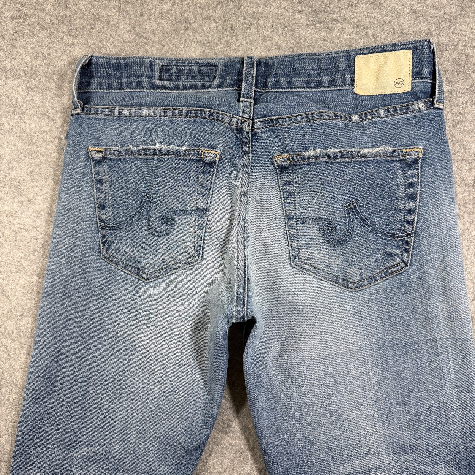 AG Adriano Goldschmied Ex-Boyfriend Slim Jeans Womens 26R Blue Distressed Denim thumbnail 4