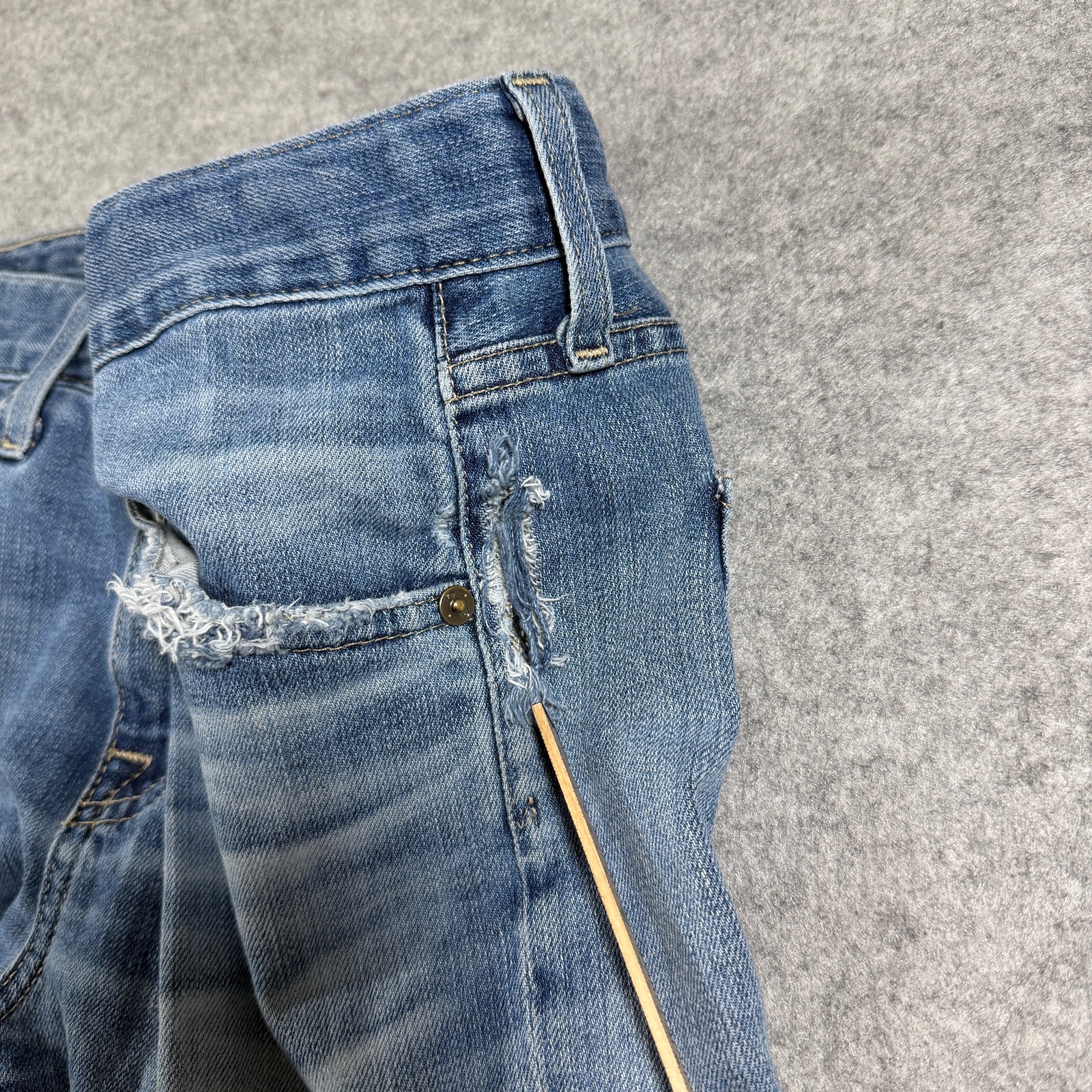 AG Adriano Goldschmied Ex-Boyfriend Slim Jeans Womens 26R Blue Distressed Denim thumbnail 5