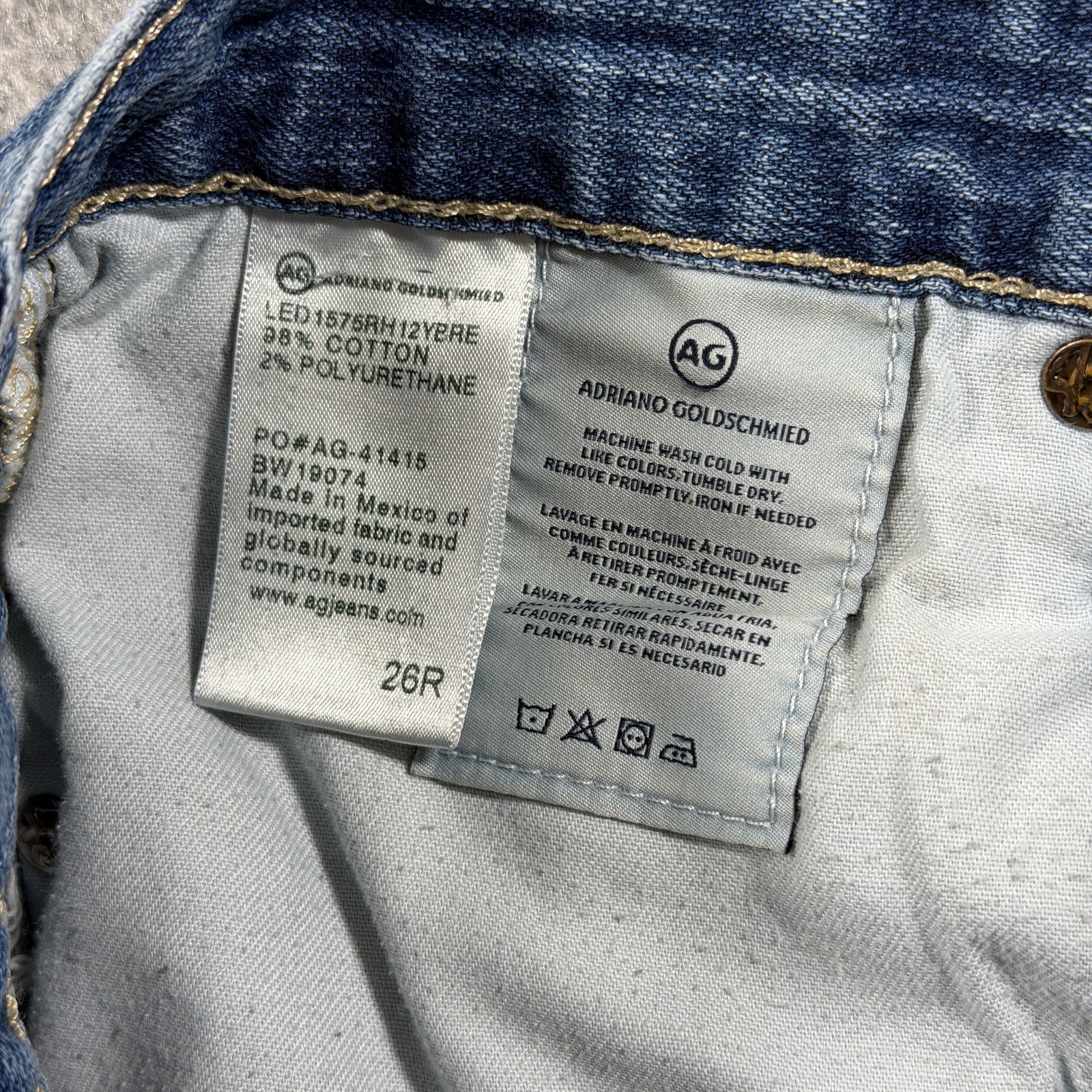 AG Adriano Goldschmied Ex-Boyfriend Slim Jeans Womens 26R Blue Distressed Denim thumbnail 6