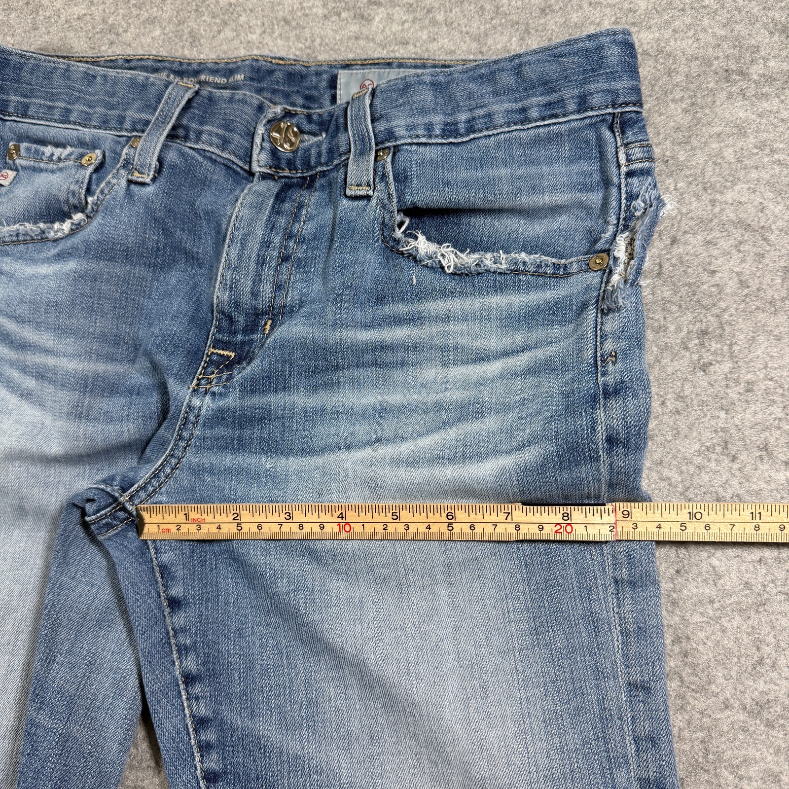 AG Adriano Goldschmied Ex-Boyfriend Slim Jeans Womens 26R Blue Distressed Denim thumbnail 9