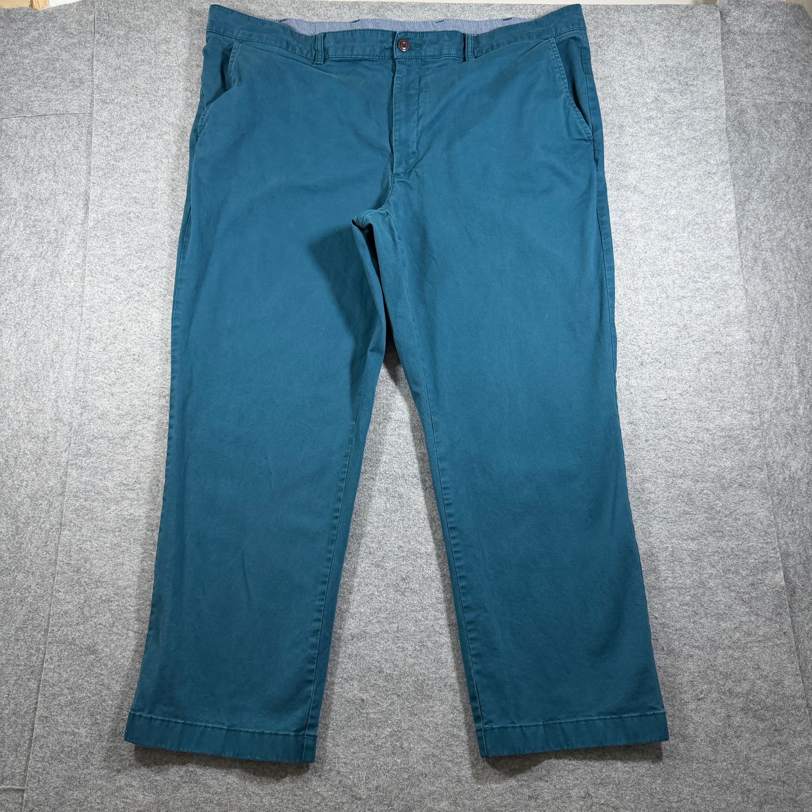 L.L.Bean Classic Fit Pants Mens 42x29 Teal Stretch Cotton Twill Flat Front