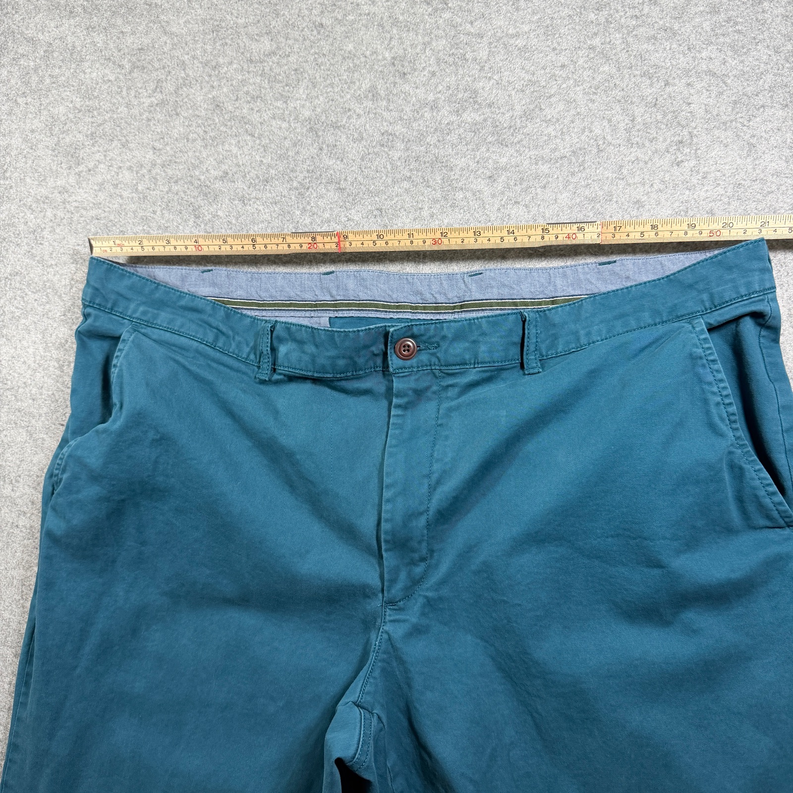 L.L.Bean Classic Fit Pants Mens 42x29 Teal Stretch Cotton Twill Flat Front thumbnail 5