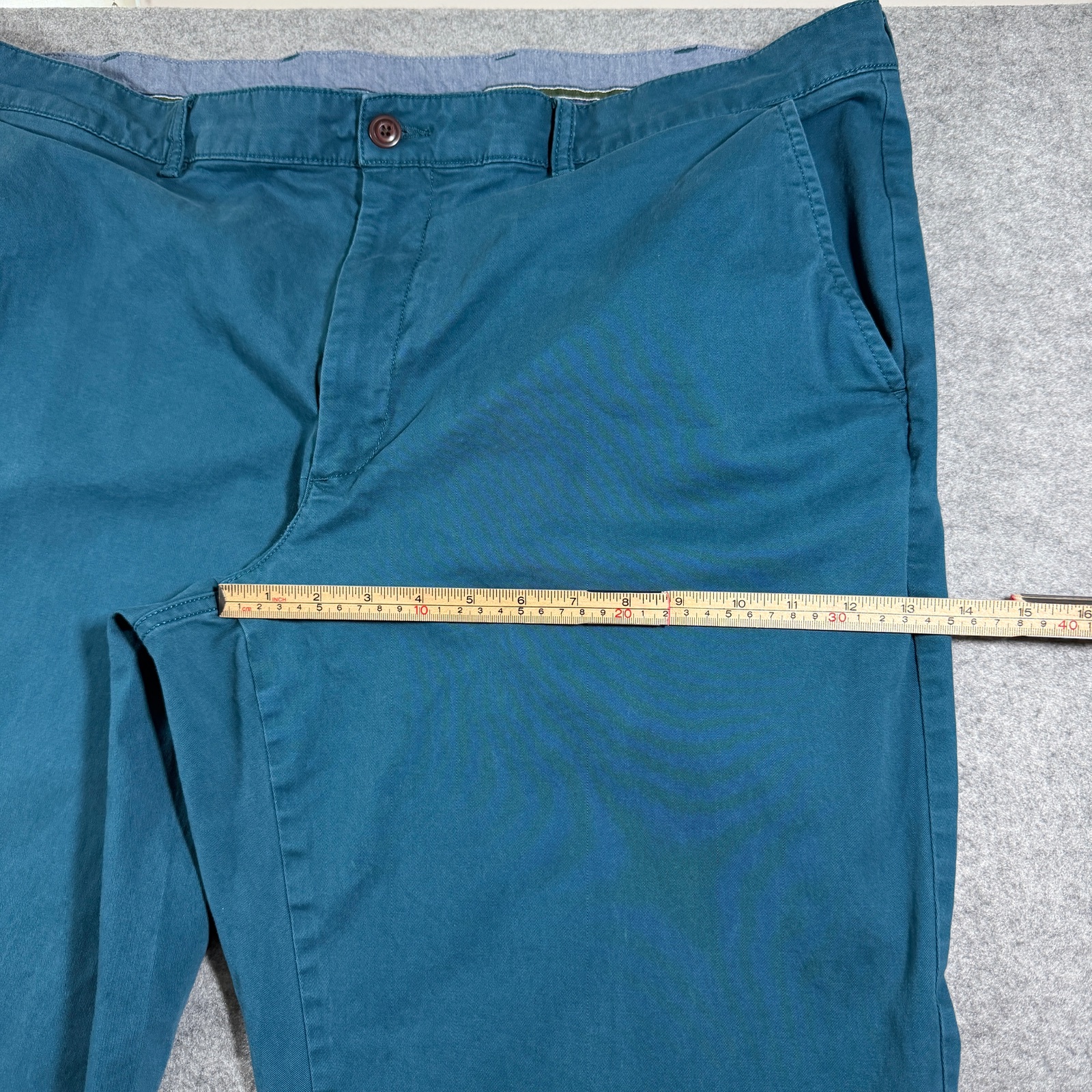 L.L.Bean Classic Fit Pants Mens 42x29 Teal Stretch Cotton Twill Flat Front thumbnail 7