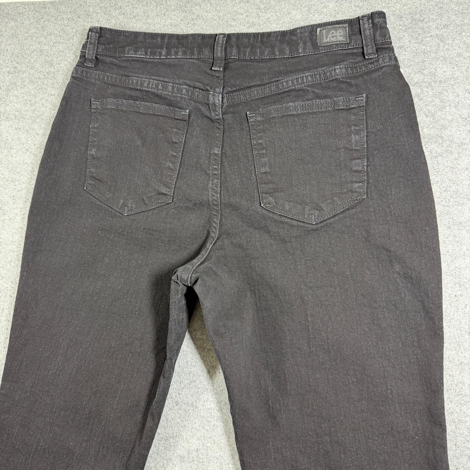 Lee Straight Leg Jeans Womens 12Short Black High Rise Relaxed Fit Slimming Denim thumbnail 5