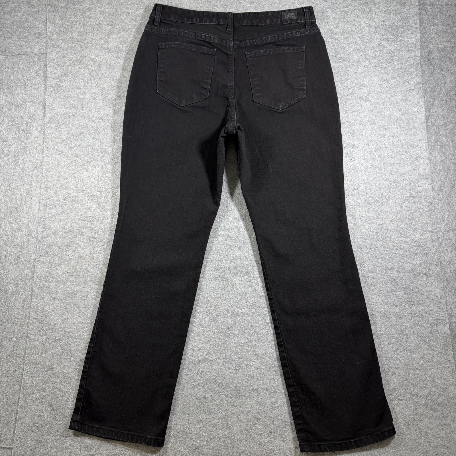 Lee Jeans Womens 12 Short Black Slimming Relaxed Fit Straight Leg High Rise thumbnail 2