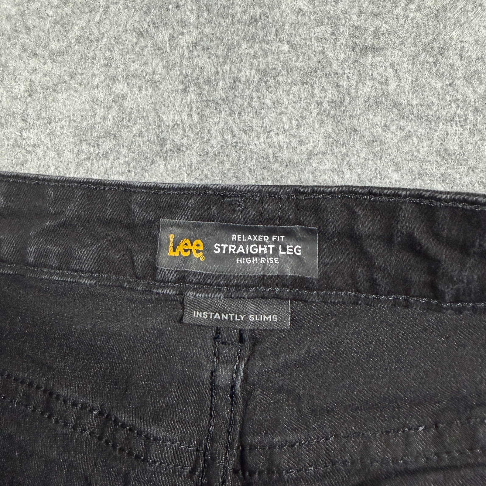 Lee Jeans Womens 12 Short Black Slimming Relaxed Fit Straight Leg High Rise thumbnail 3