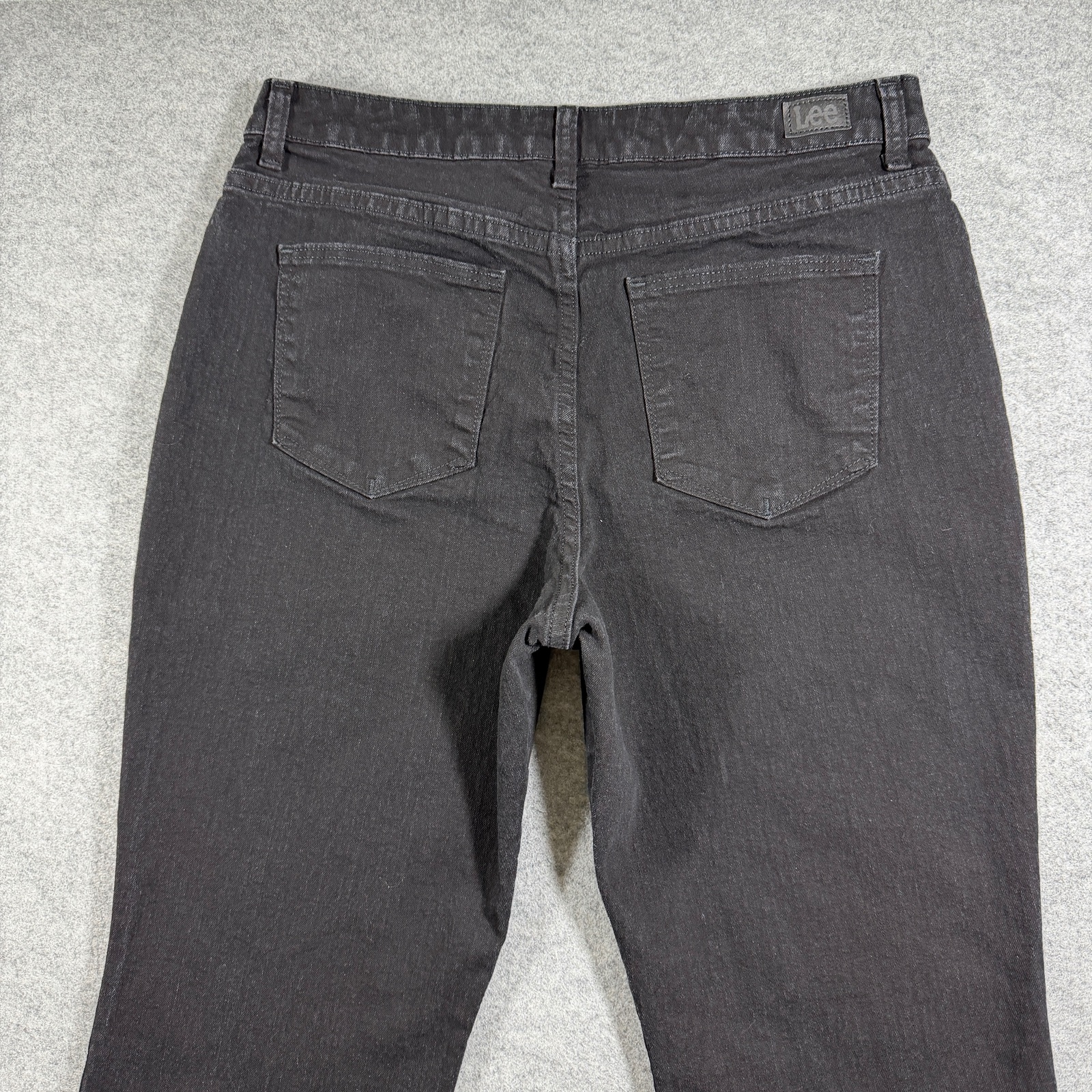 Lee Jeans Womens 12 Short Black Slimming Relaxed Fit Straight Leg High Rise thumbnail 4