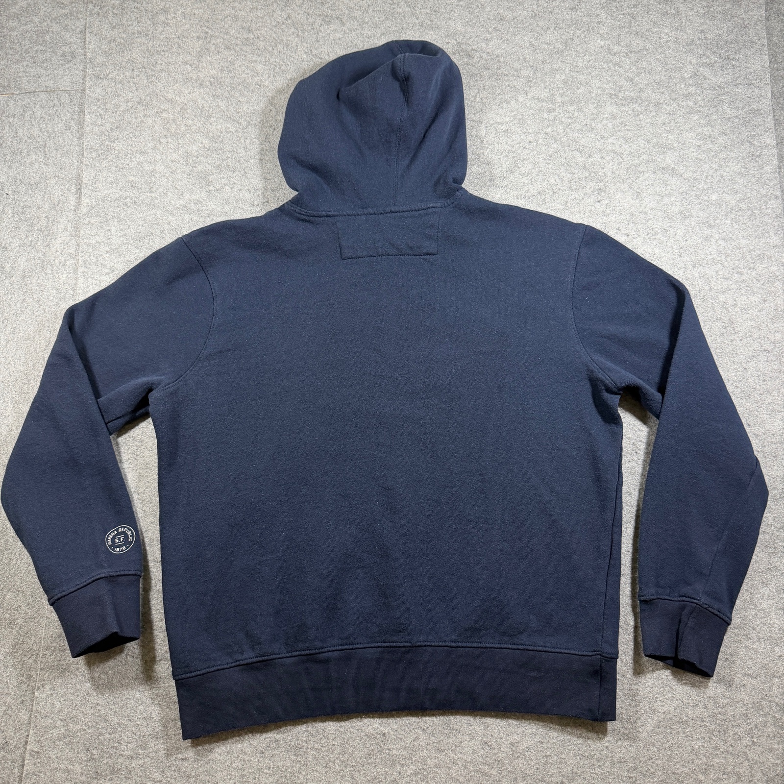 Banana Republic Hoodie Mens XL Navy Blue Fleece 1979 SF Patch Graphic Pullover thumbnail 3