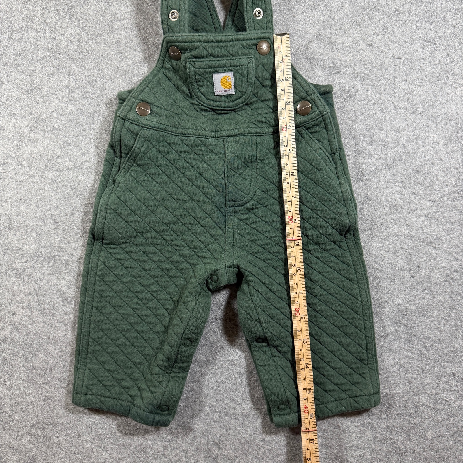 Carhartt Quilted Bib Overalls Boys 9M Olive Green Insulated Cotton Snap Strap thumbnail 7