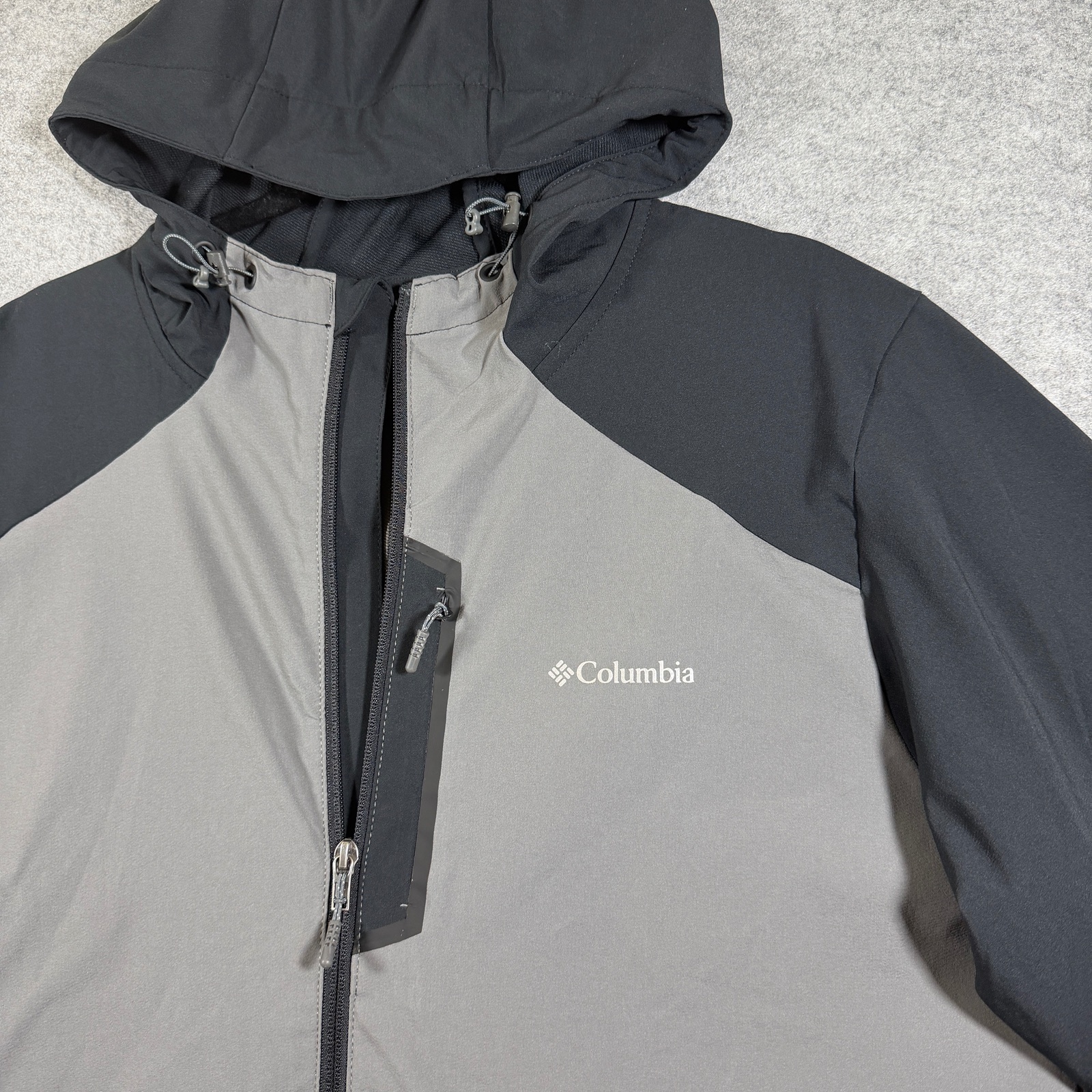 Columbia Omni-Shield Softshell Jacket Mens L Gray Hooded Full Zip Hiking Outdoor thumbnail 4