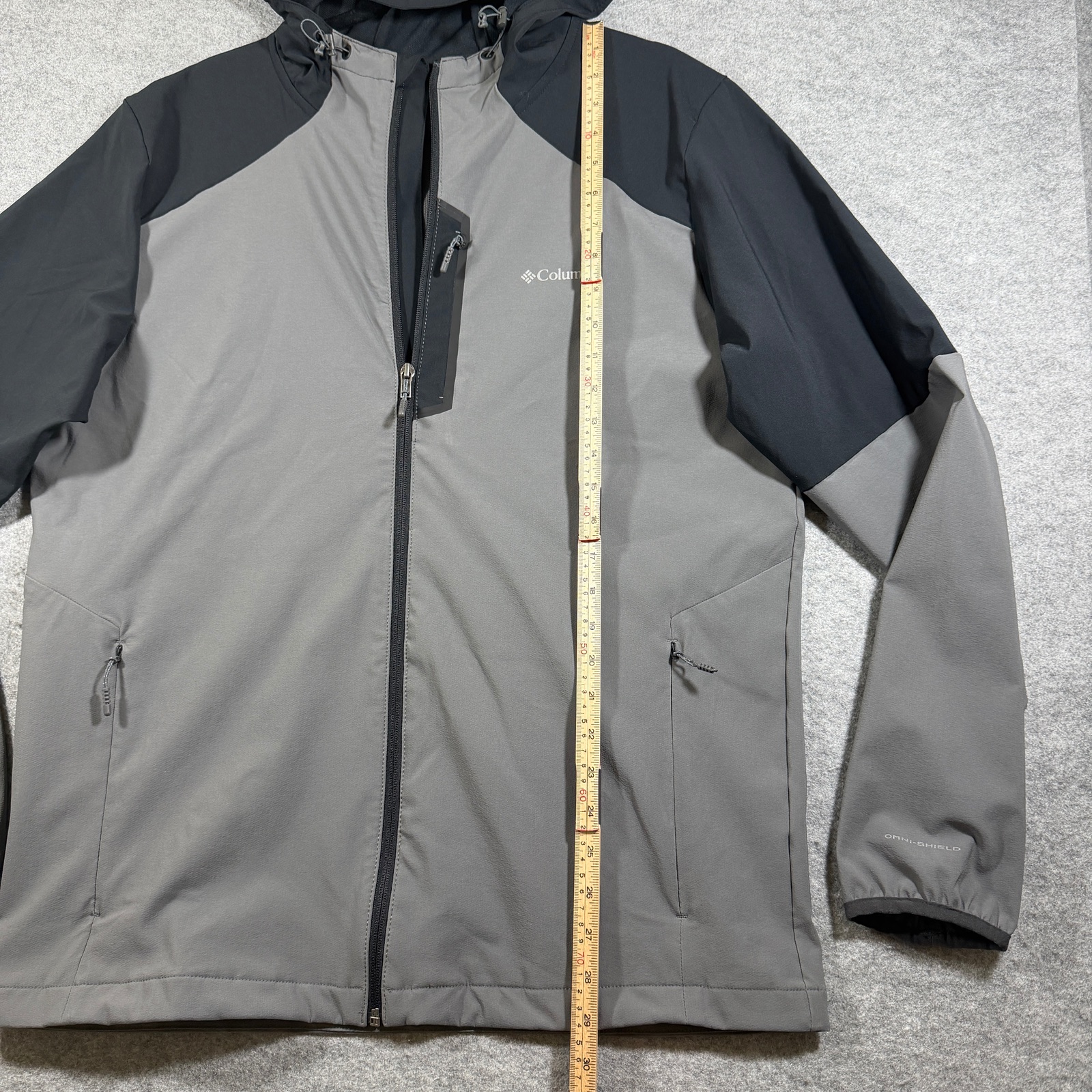 Columbia Omni-Shield Softshell Jacket Mens L Gray Hooded Full Zip Hiking Outdoor thumbnail 6