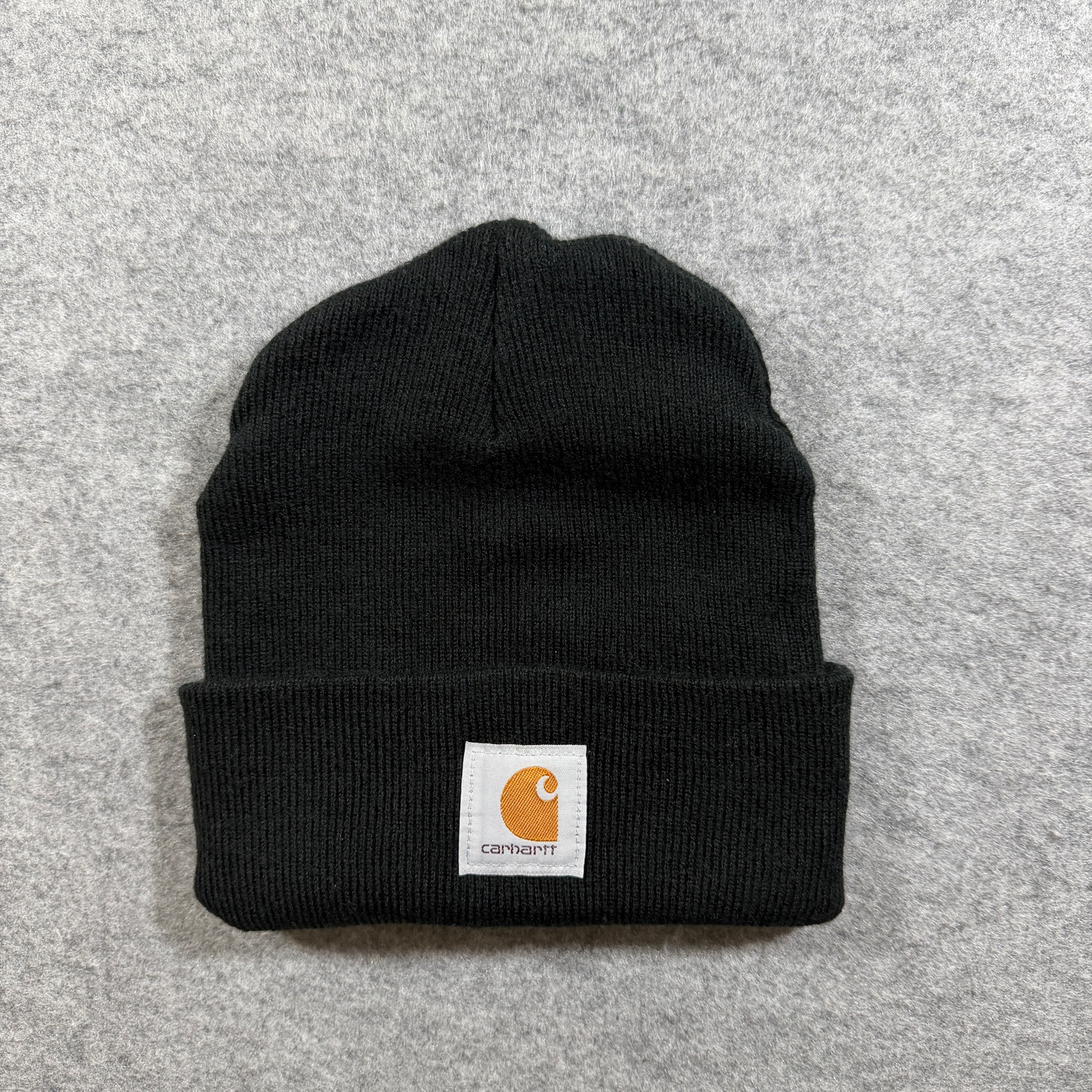 Carhartt Watch Hat Beanie Unisex OSFA Black Acrylic Knit Cuffed Logo Patch