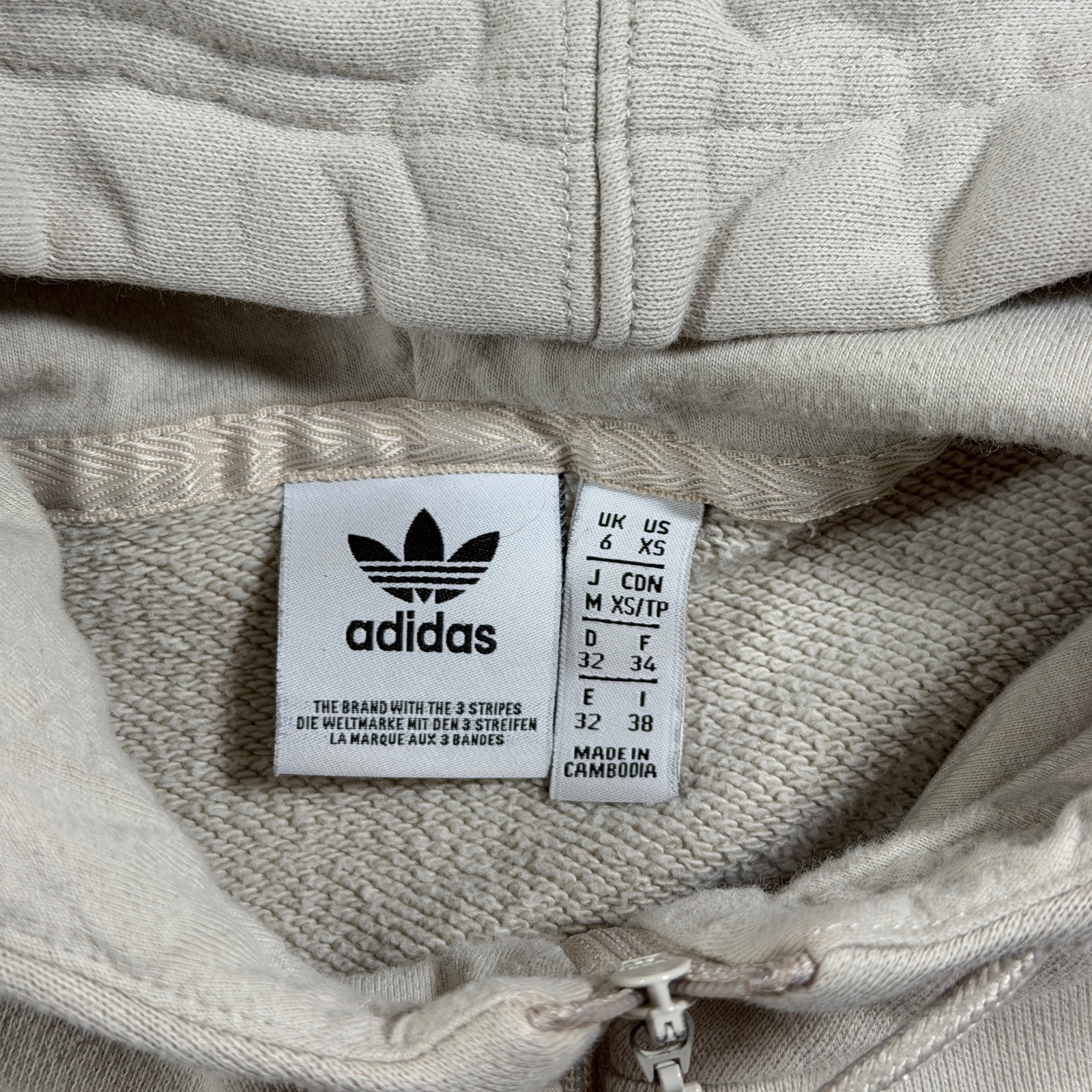 Adidas Originals Hoodie Womens XS Cream Maroon Colorblock Trefoil Half Zip thumbnail 3