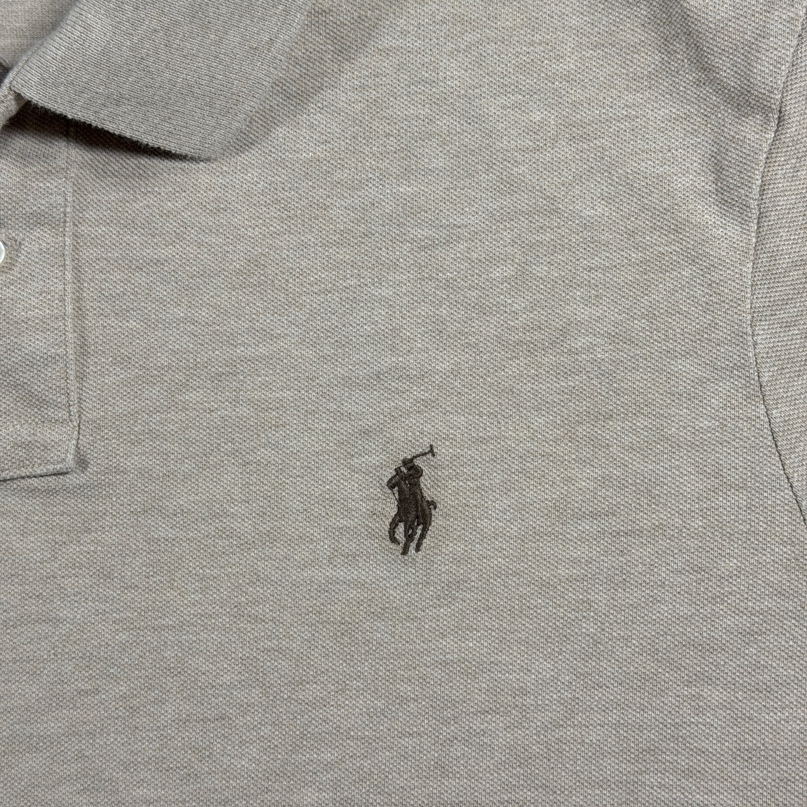 Polo Ralph Lauren Polo Shirt Mens L Oatmeal Classic Fit Cotton Pony Preppy Golf thumbnail 3