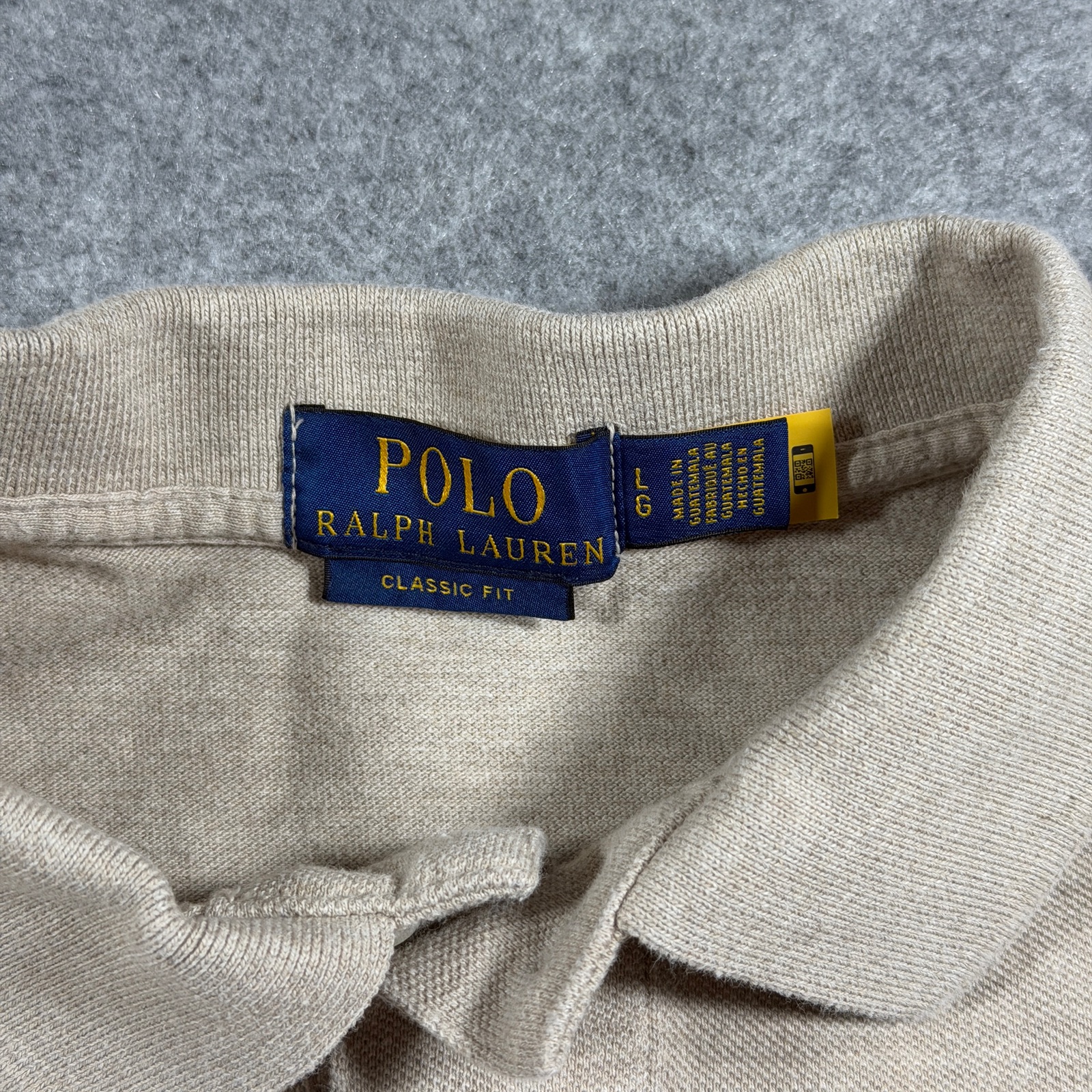 Polo Ralph Lauren Polo Shirt Mens L Oatmeal Classic Fit Cotton Pony Preppy Golf thumbnail 4