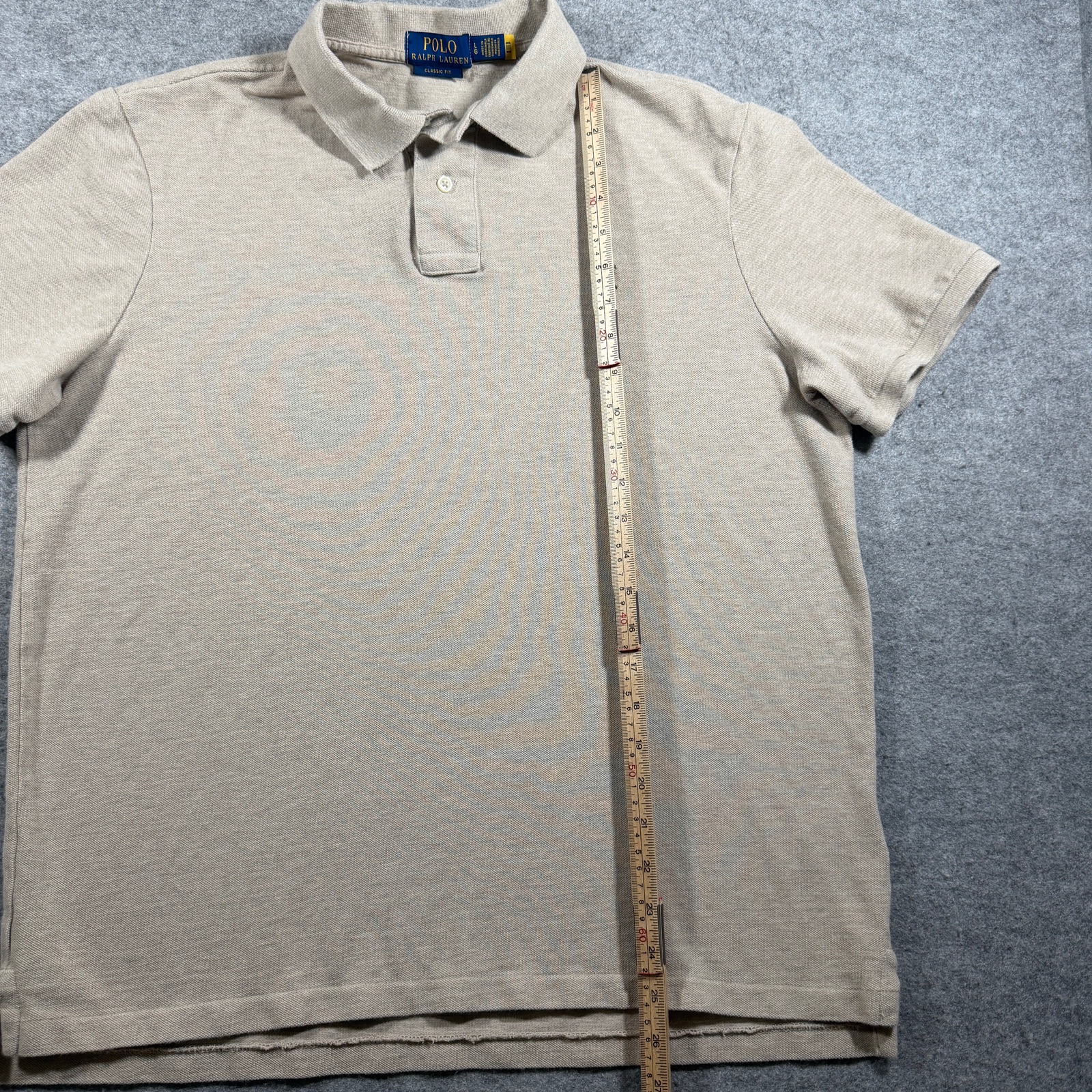Polo Ralph Lauren Polo Shirt Mens L Oatmeal Classic Fit Cotton Pony Preppy Golf thumbnail 6