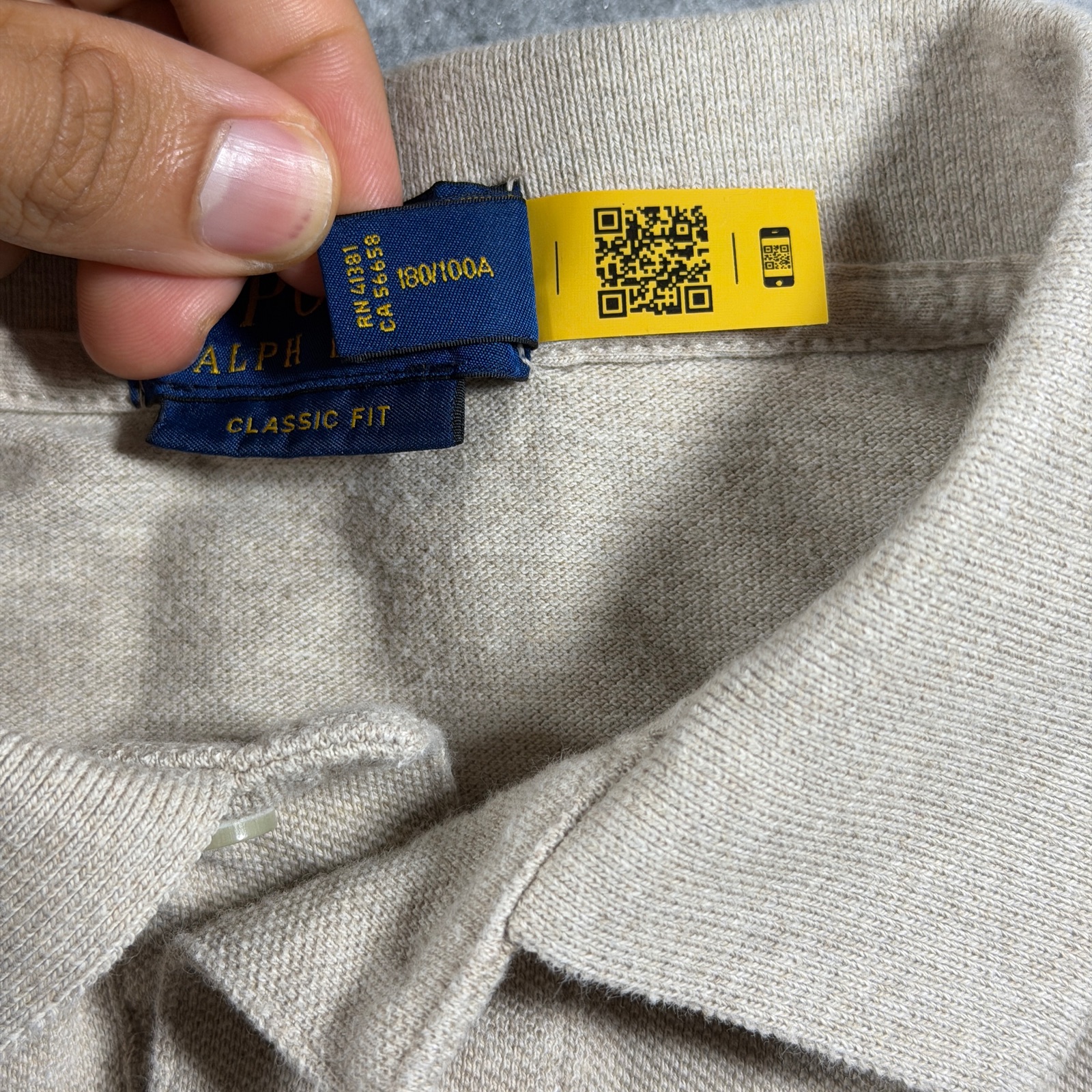 Polo Ralph Lauren Polo Shirt Mens L Oatmeal Classic Fit Cotton Pony Preppy Golf thumbnail 9