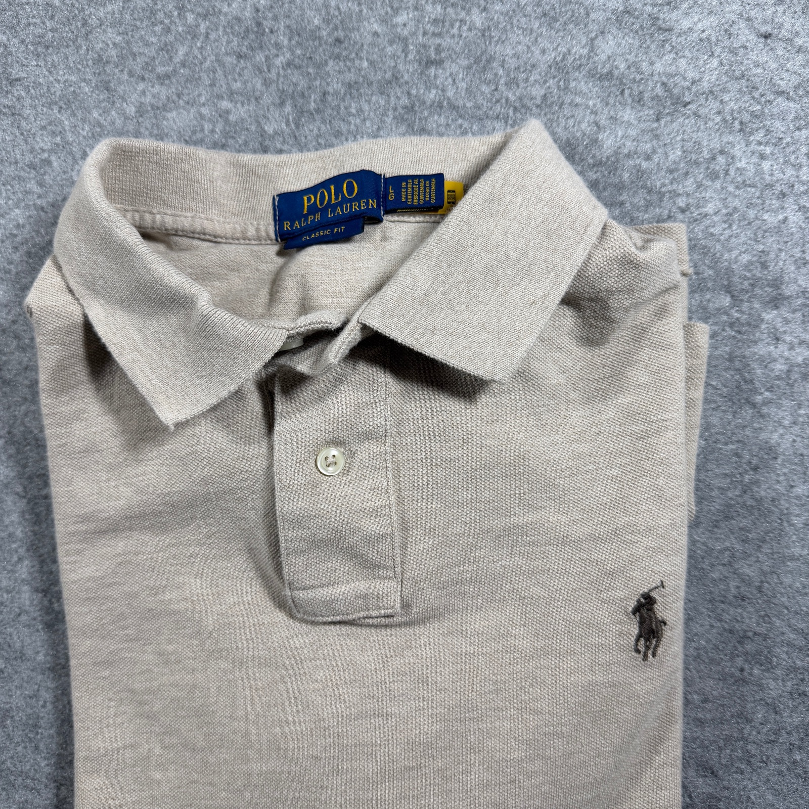Polo Ralph Lauren Polo Shirt Mens L Oatmeal Classic Fit Cotton Pony Preppy Golf thumbnail 12