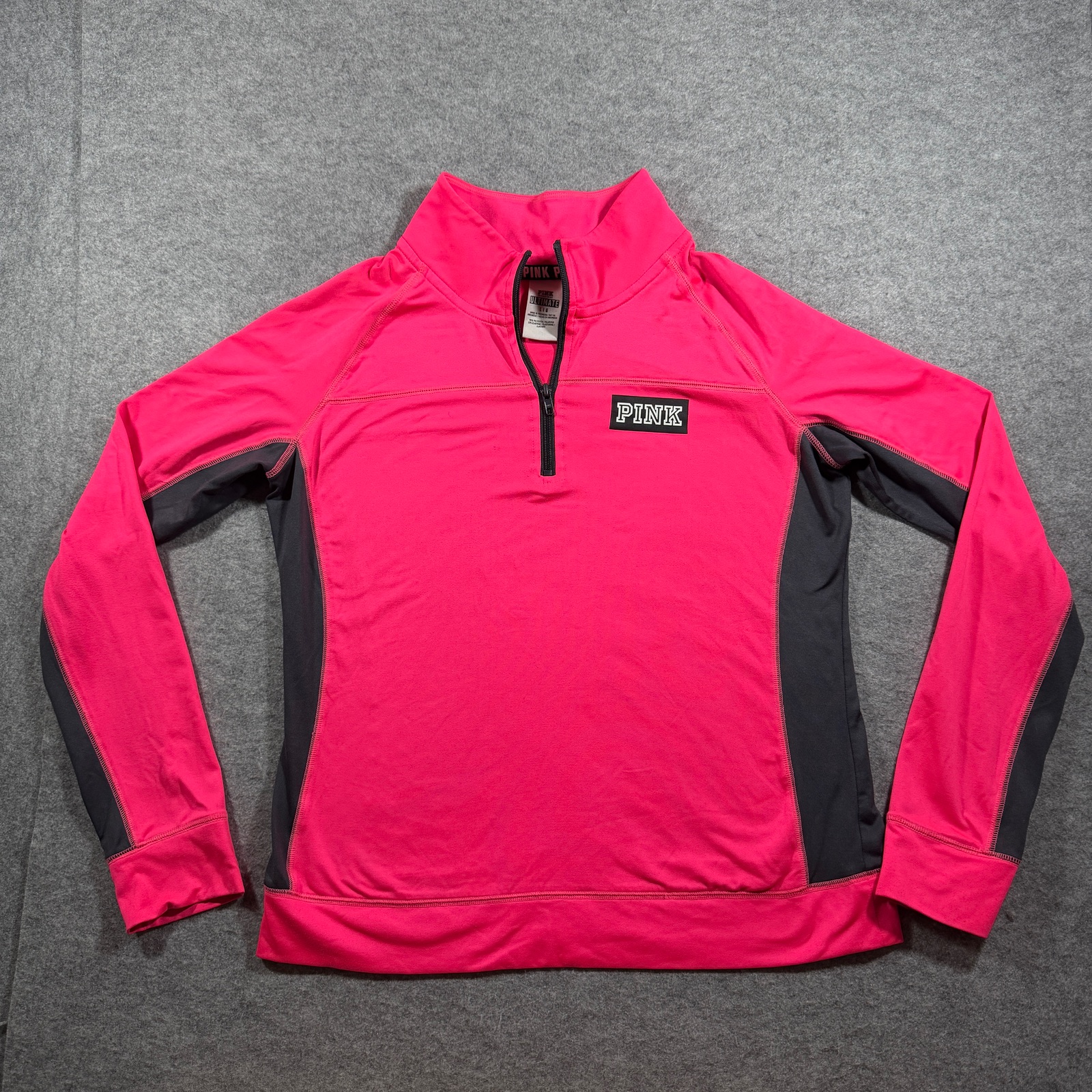 PINK Victoria's Secret Ultimate Quarter Zip Pullover Womens L Pink Black