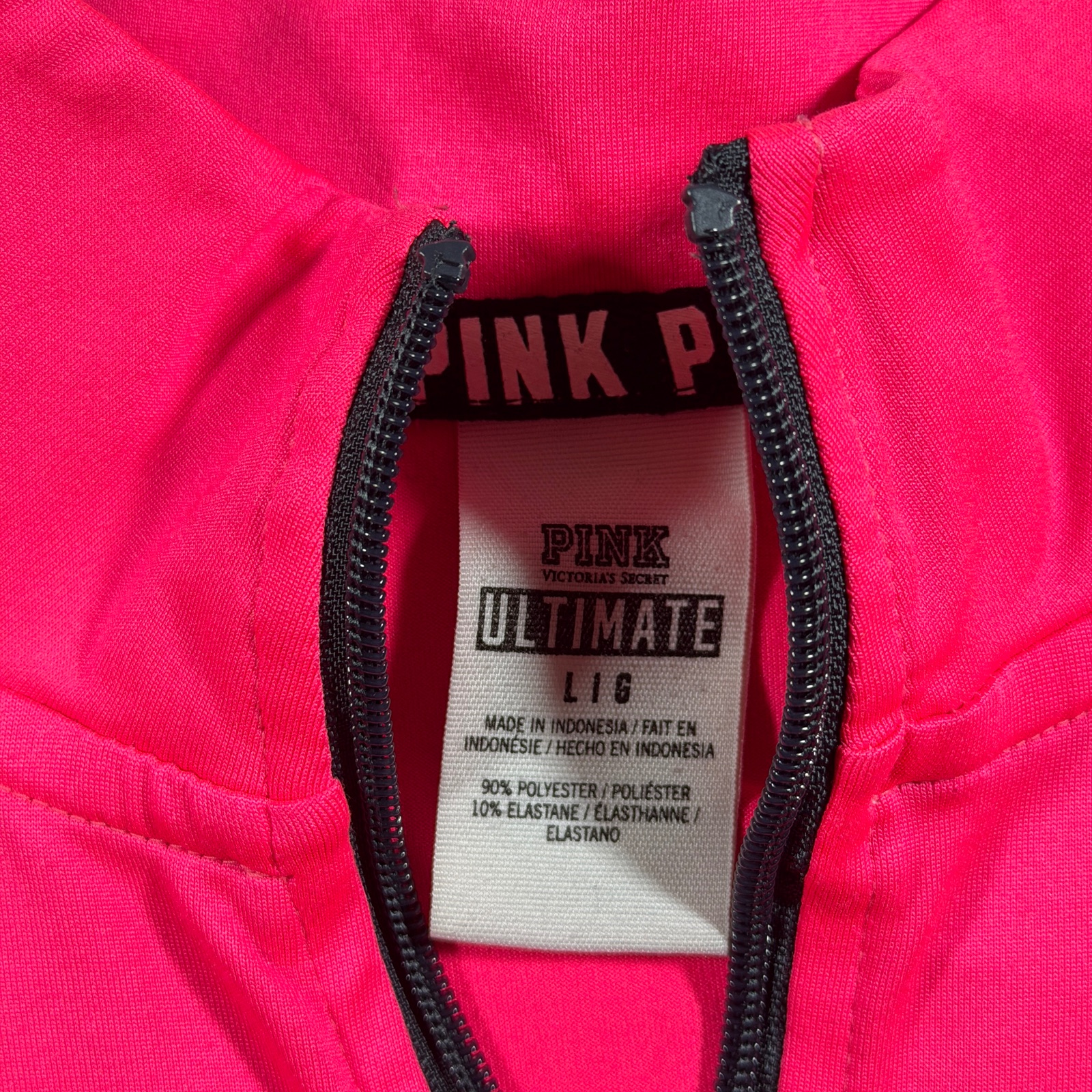 PINK Victoria's Secret Ultimate Quarter Zip Pullover Womens L Pink Black thumbnail 4